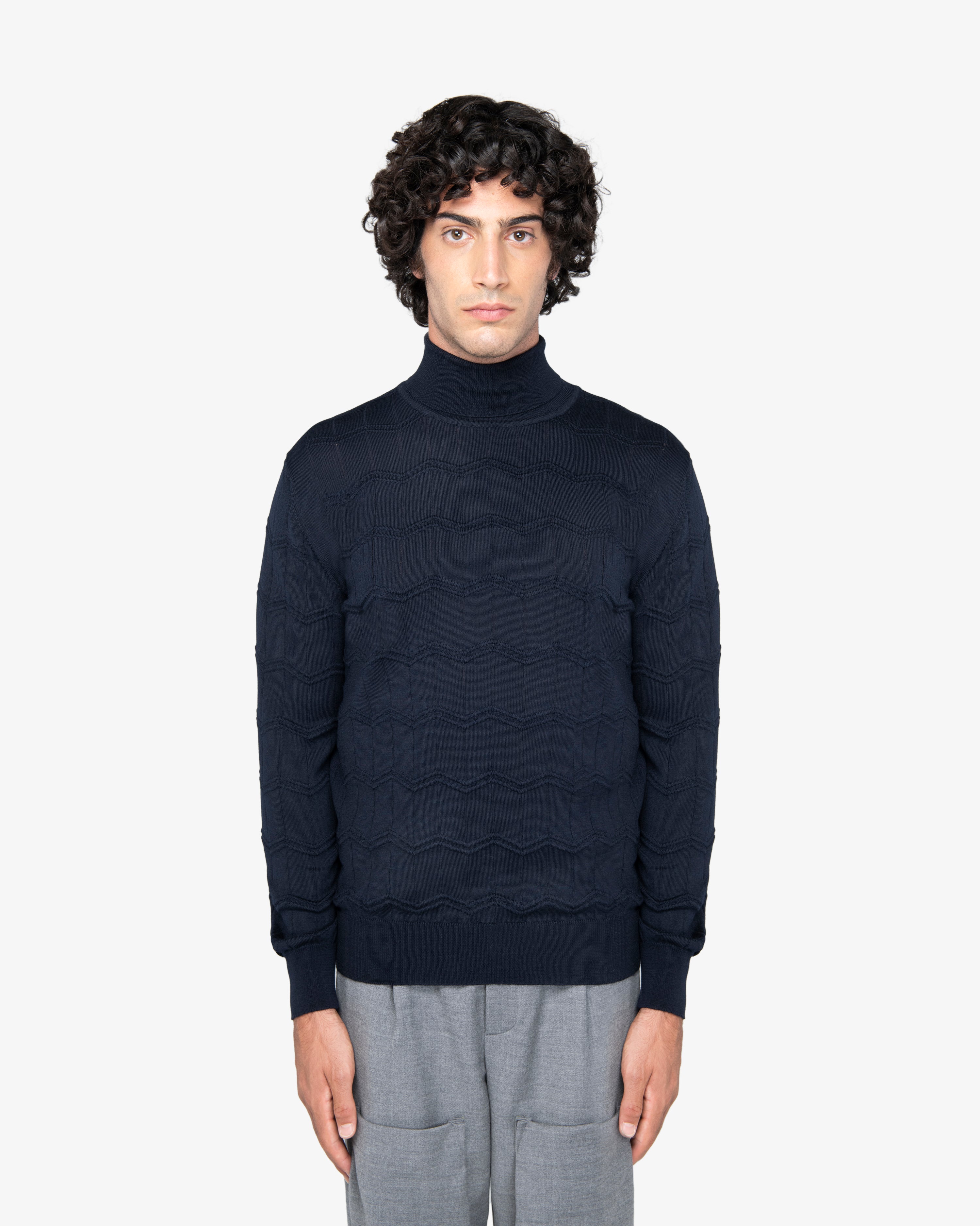 Maglione dolcevita blu