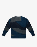 Maglione dolcevita intarsio color-block blu over