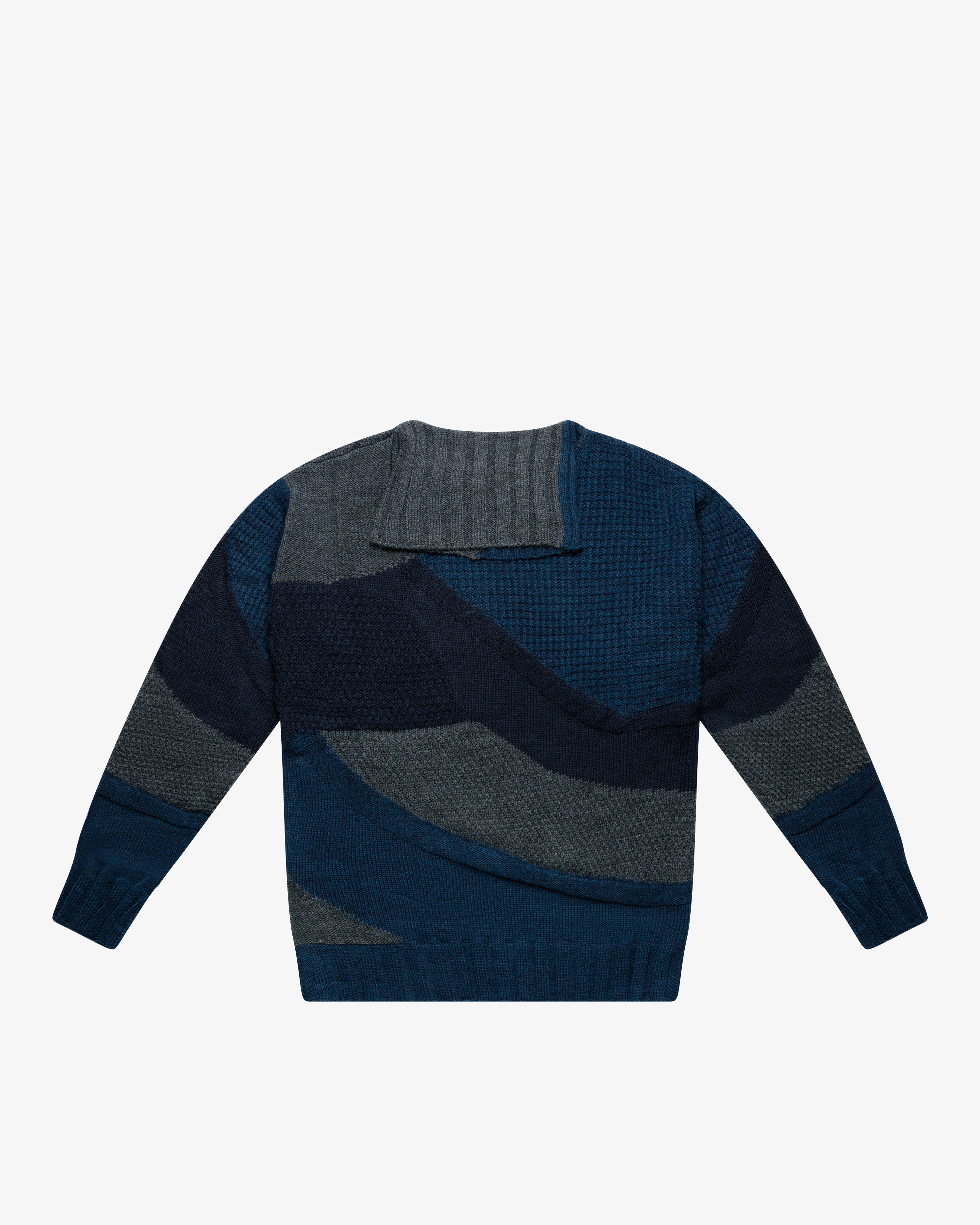Maglione dolcevita intarsio color-block blu over