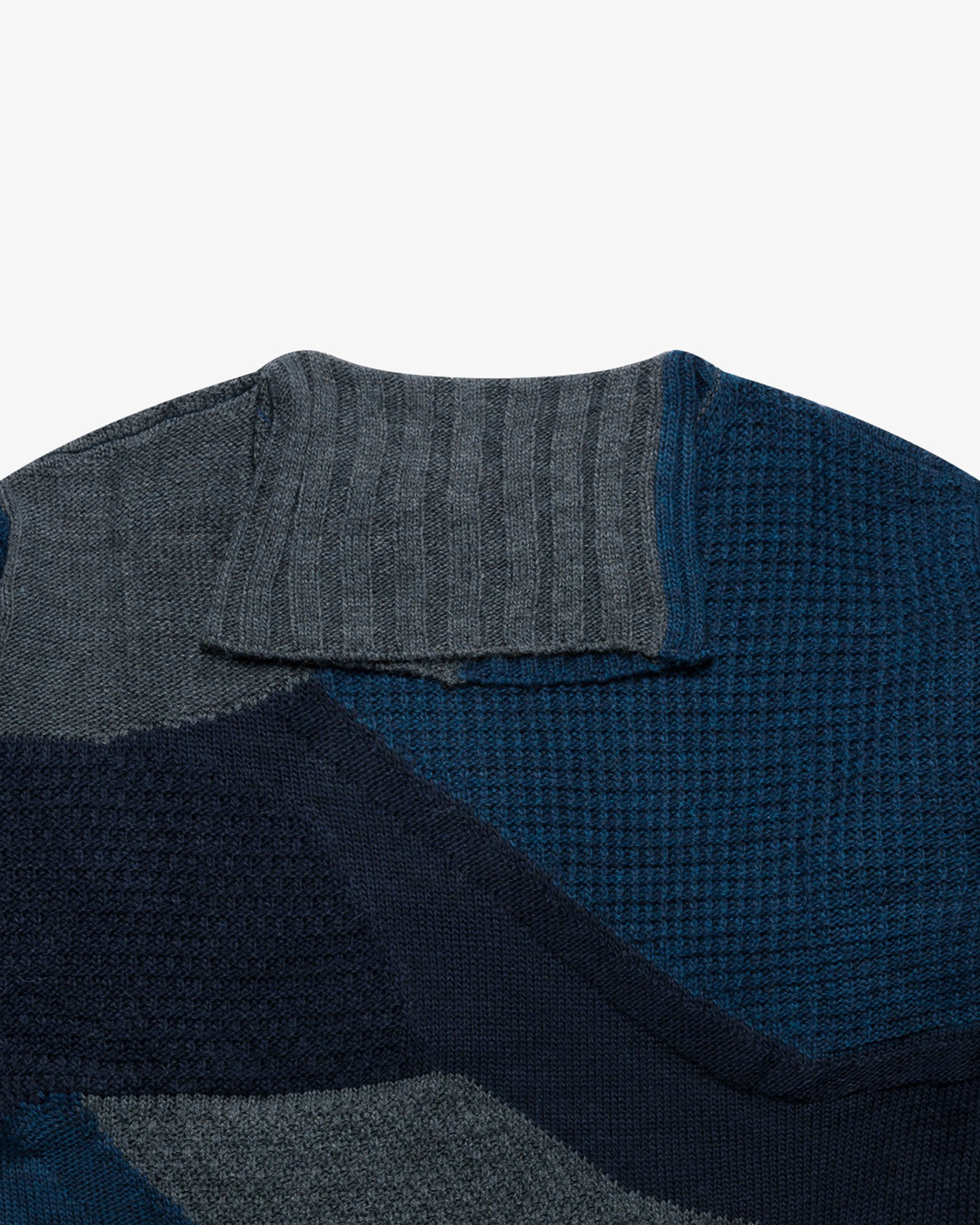 Maglione dolcevita intarsio color-block blu over