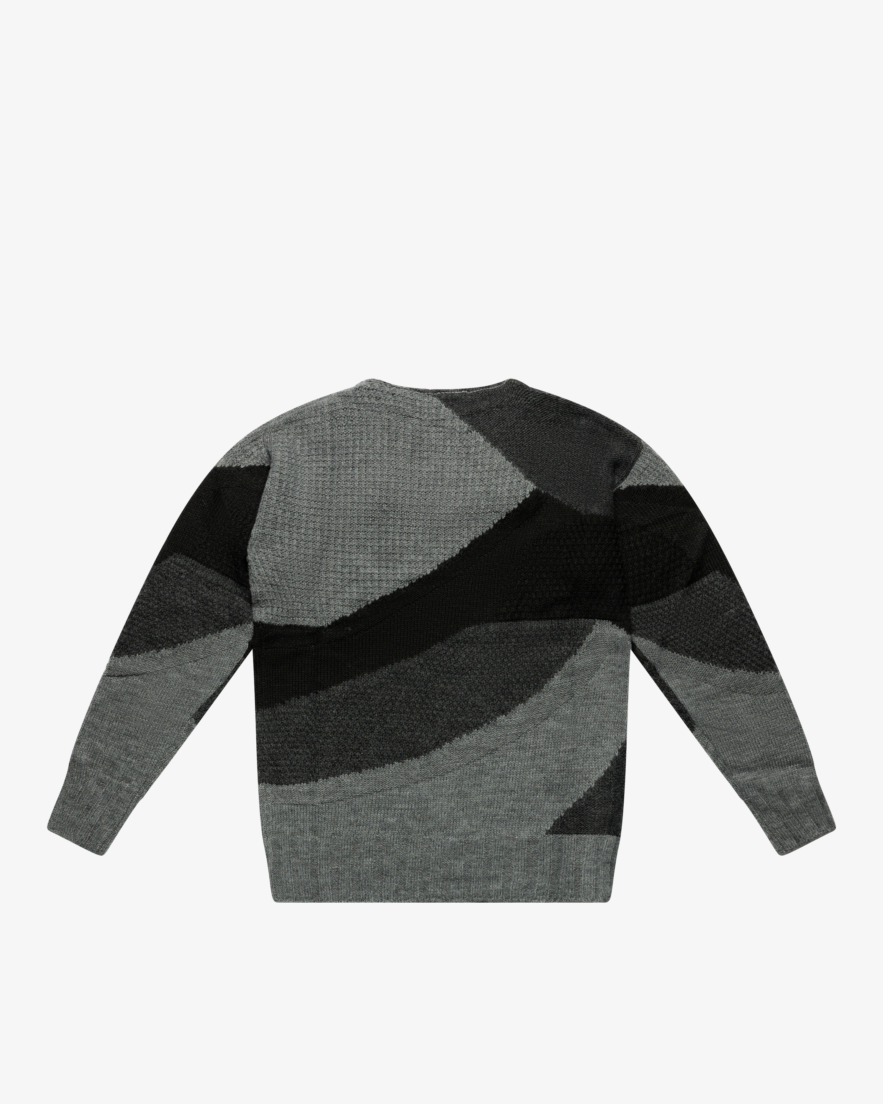 Black Color-Block Intarsia Turtleneck Sweater