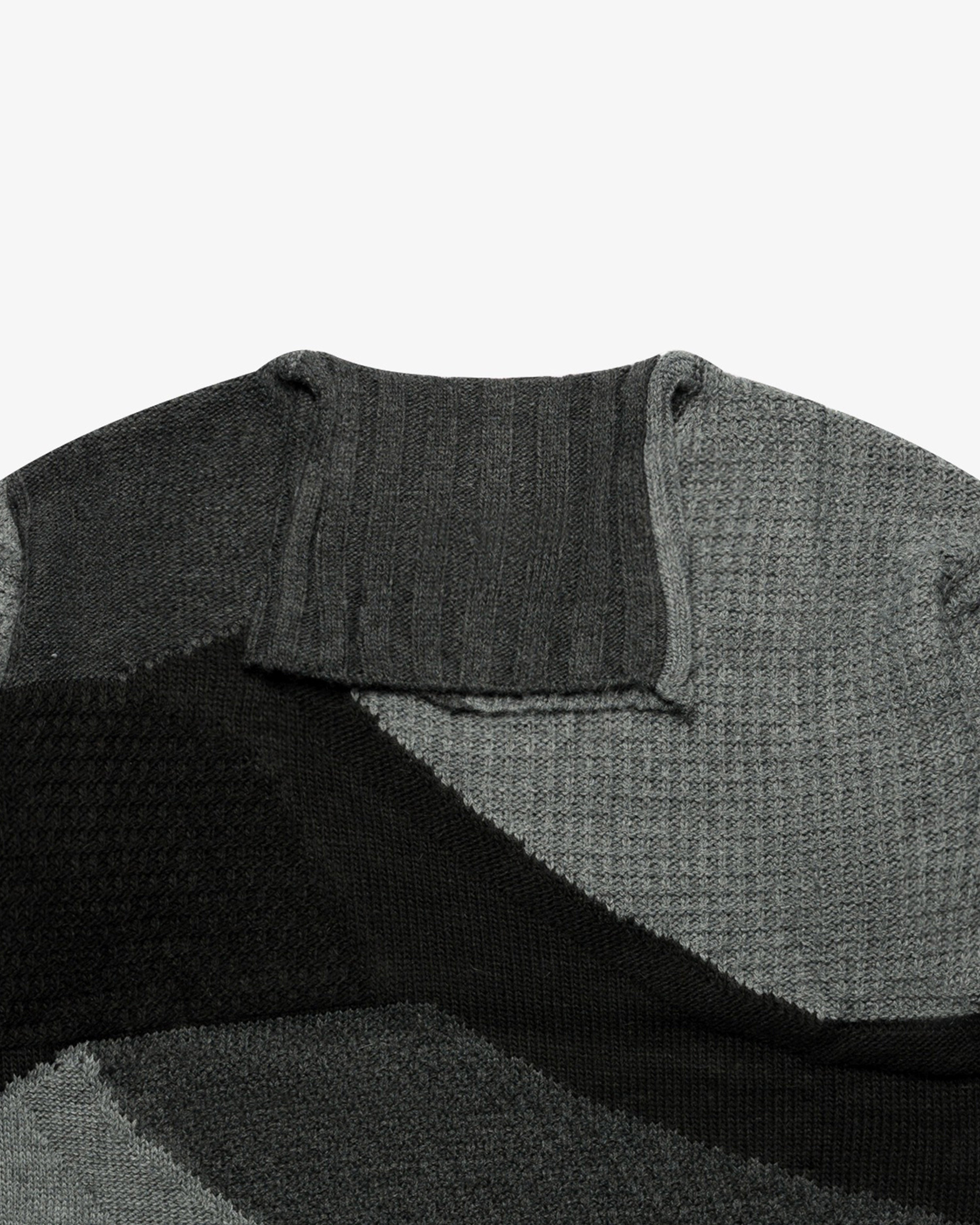 Black Color-Block Intarsia Turtleneck Sweater