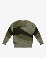 Maglione dolcevita intarsio color-block verde slim