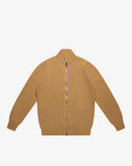 Maglione full-zip a costa inglese cammello
