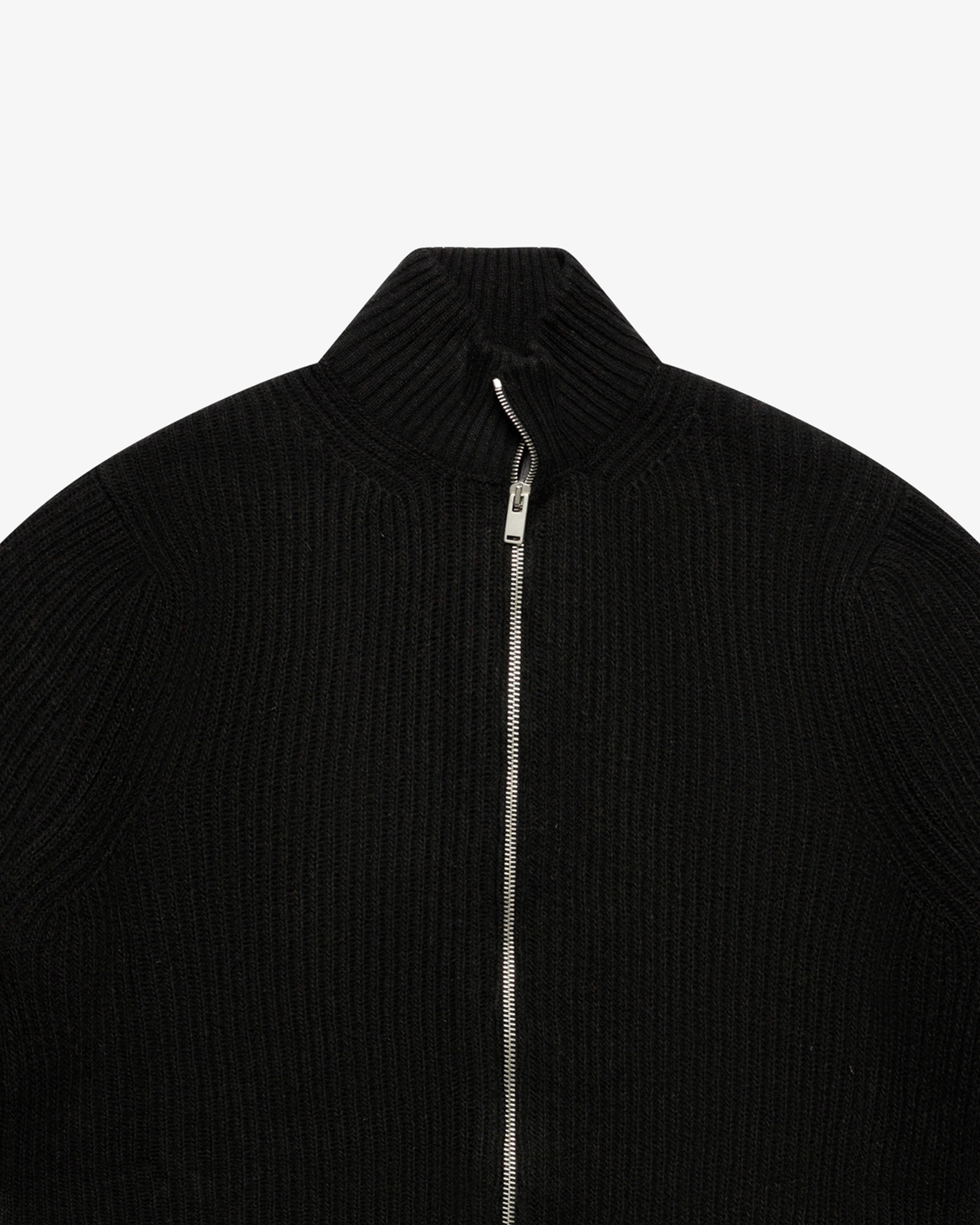 Maglione full-zip a costa inglese nero