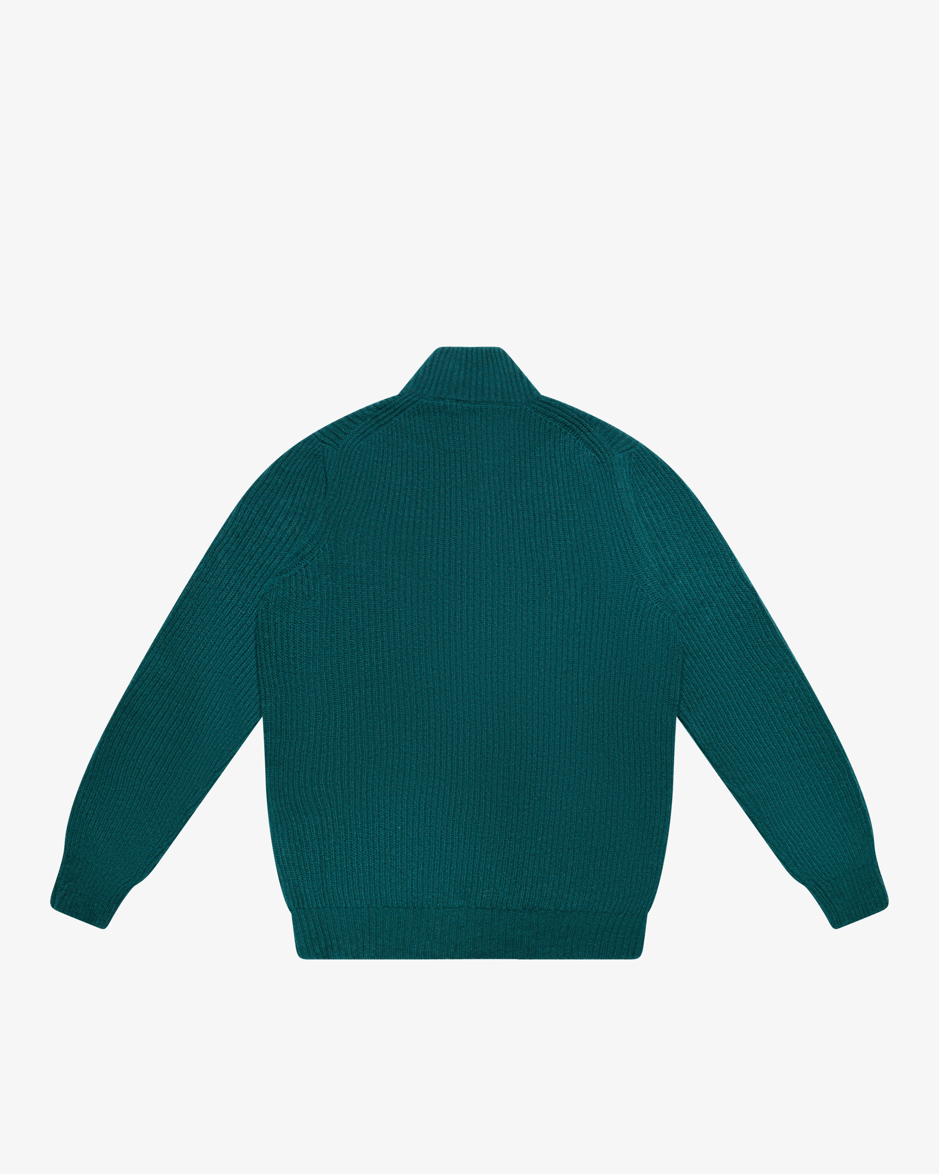 Maglione full-zip a costa inglese petrolio