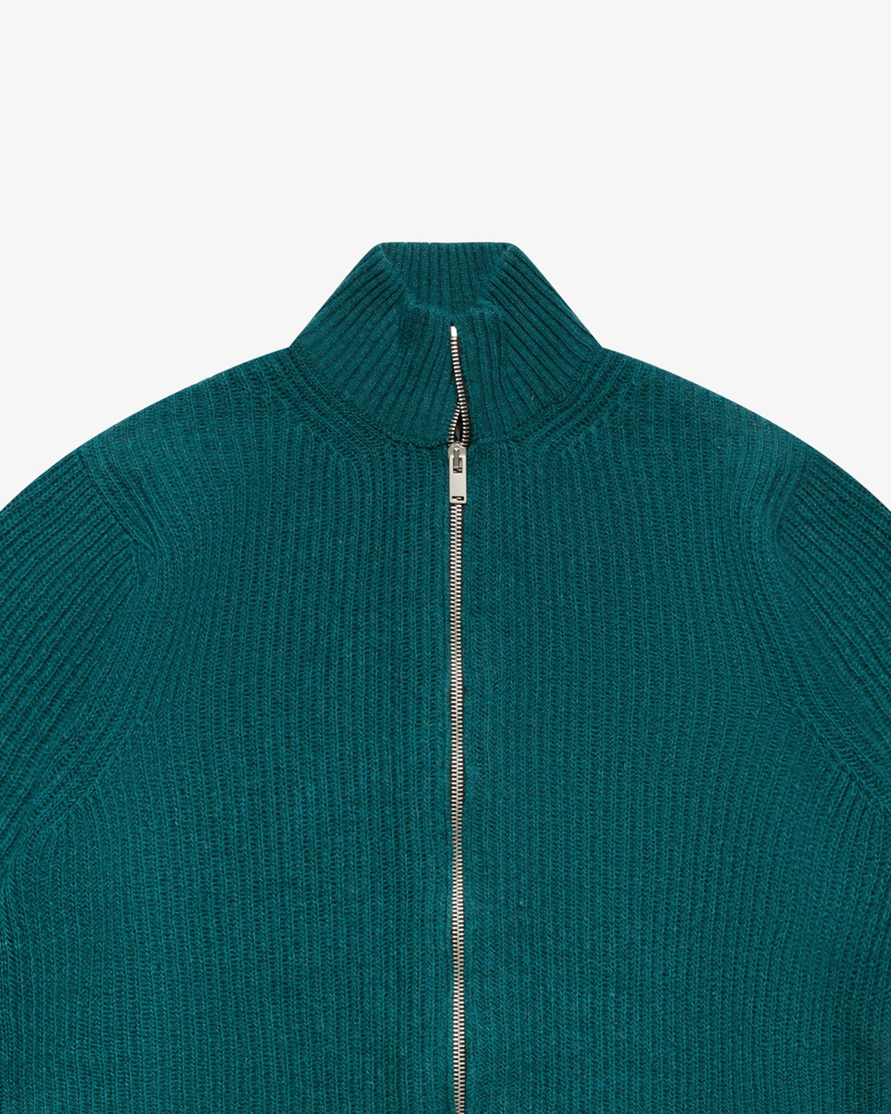 Maglione full-zip a costa inglese petrolio