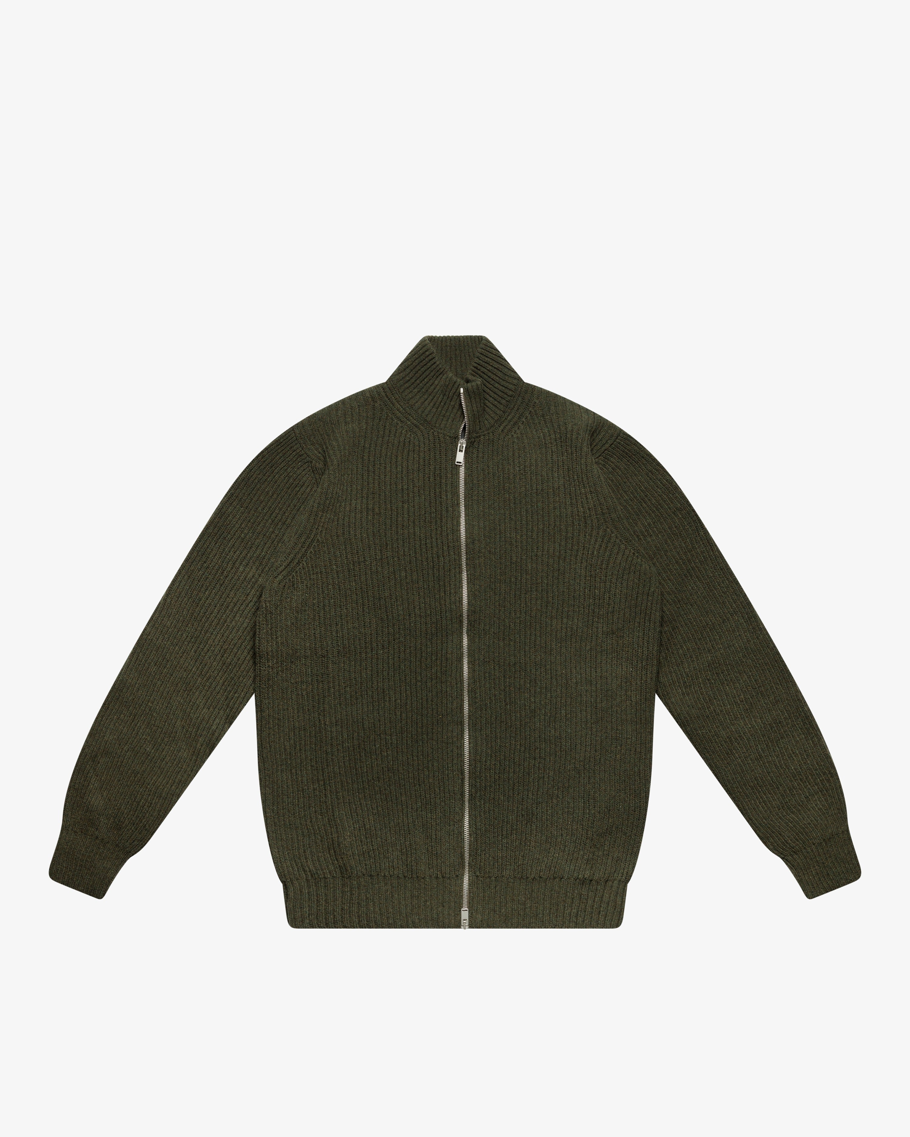Maglione full-zip a costa inglese verde militare