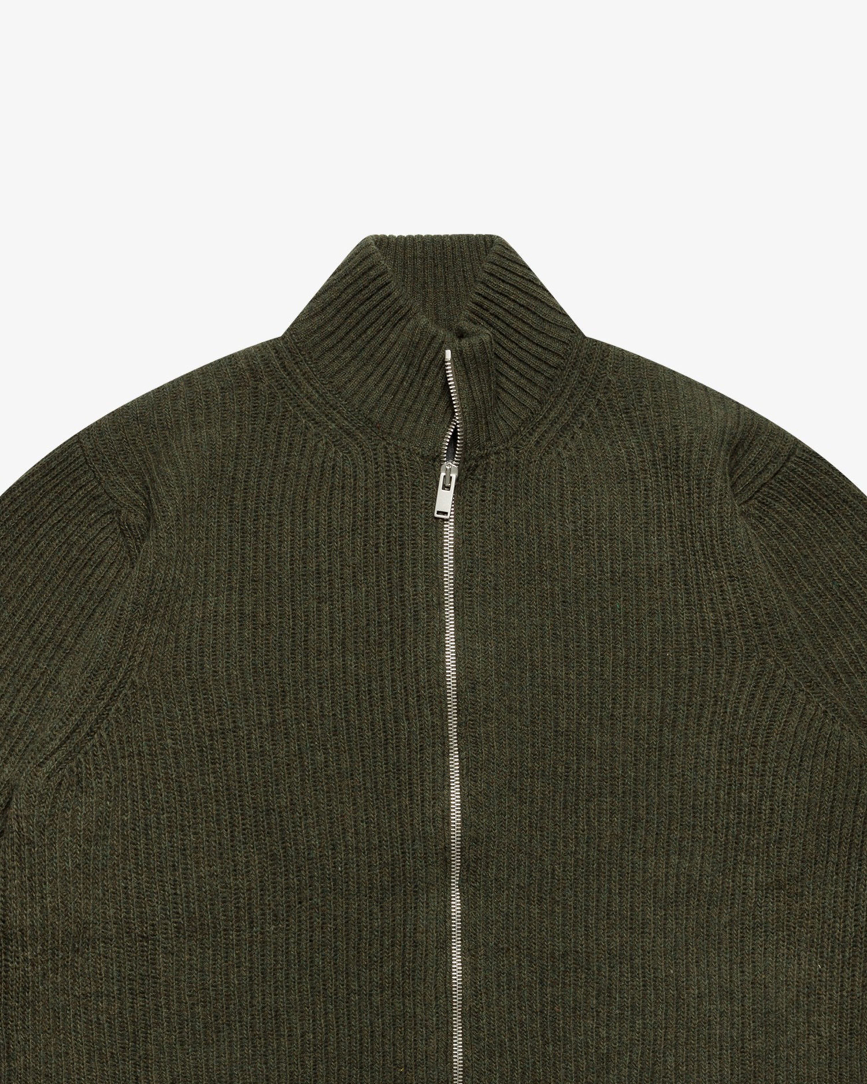 Maglione full-zip a costa inglese verde militare