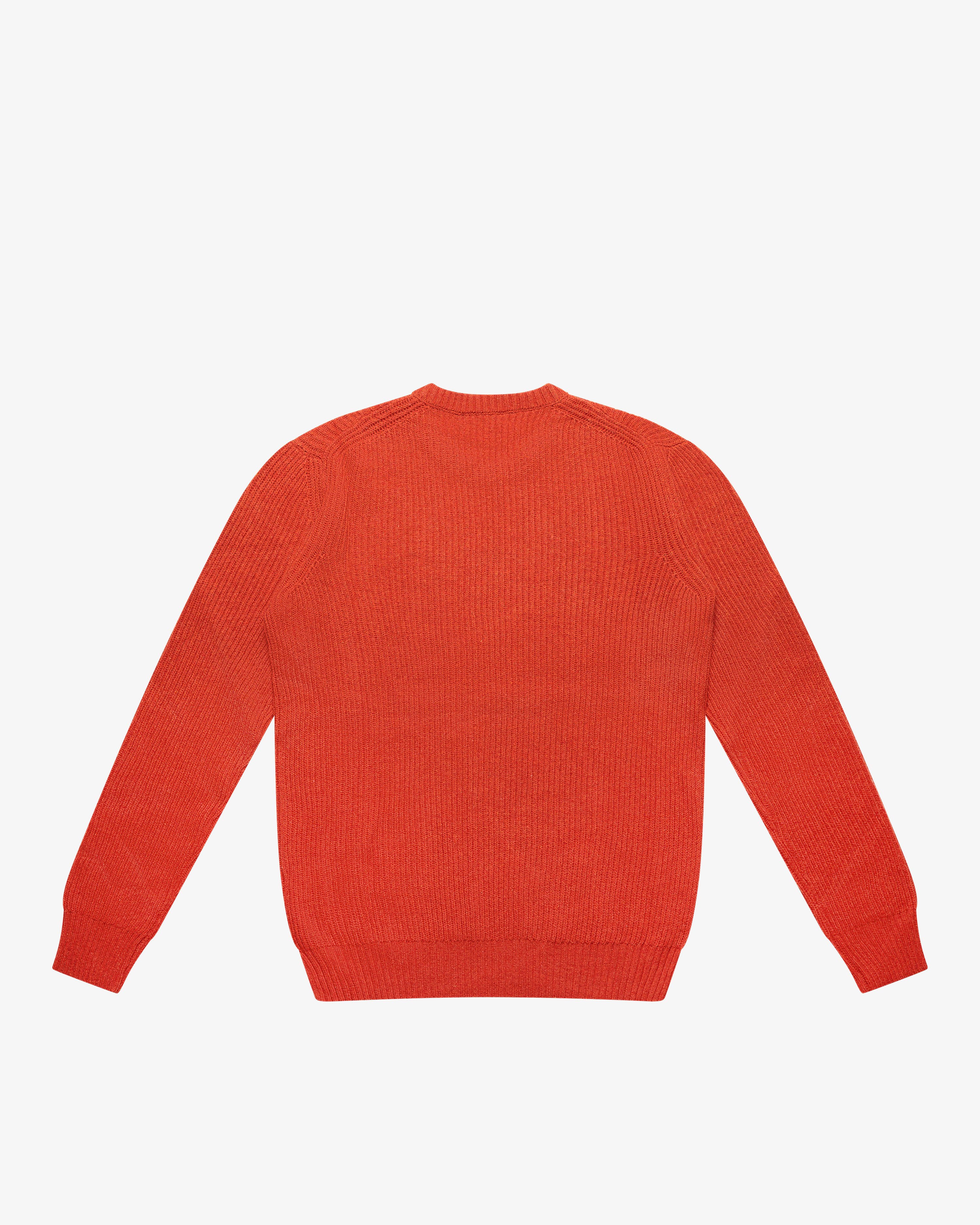 Maglione girocollo a costa inglese arancione