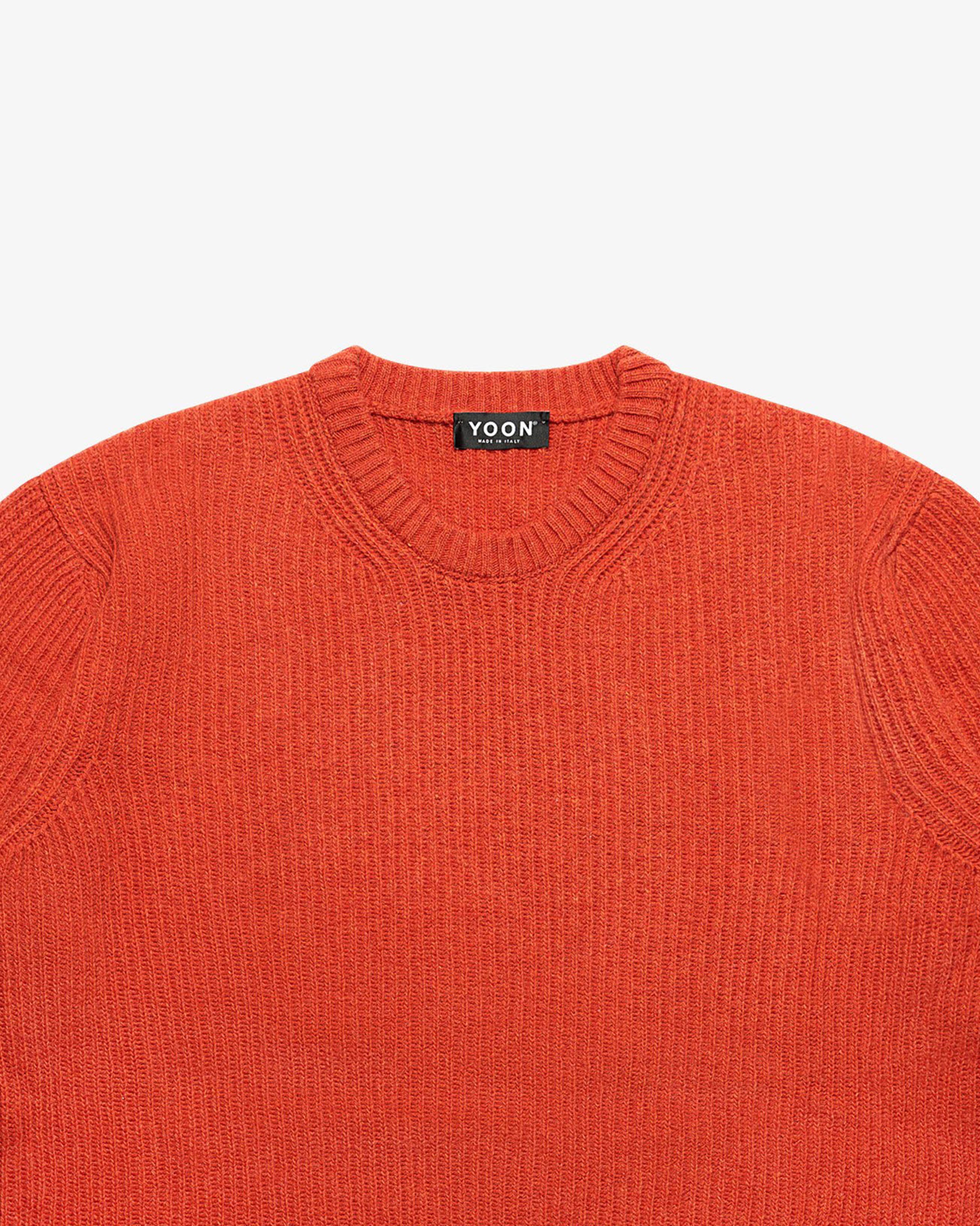 Maglione girocollo a costa inglese arancione