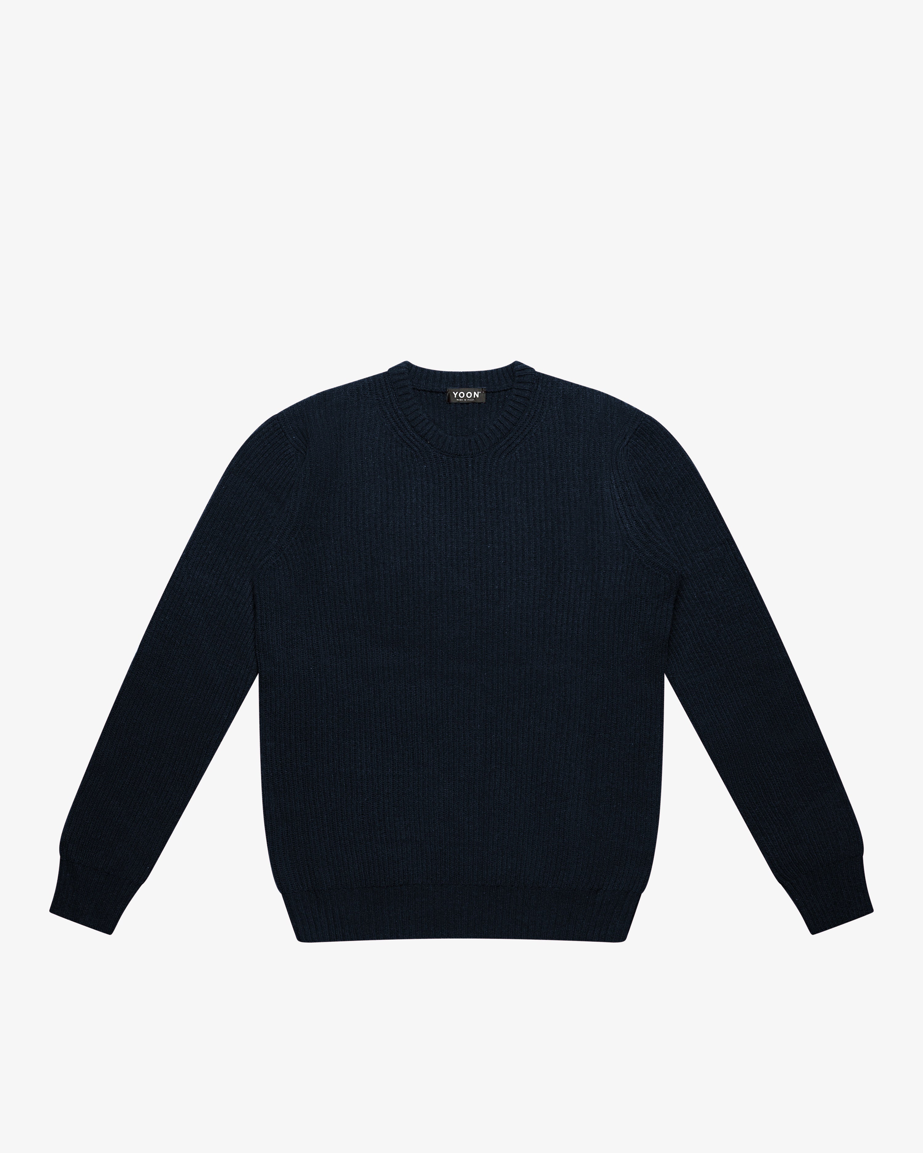 Maglione girocollo a costa inglese blu
