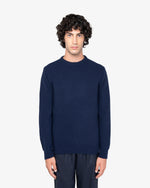 Blue English Rib Crewneck Sweater