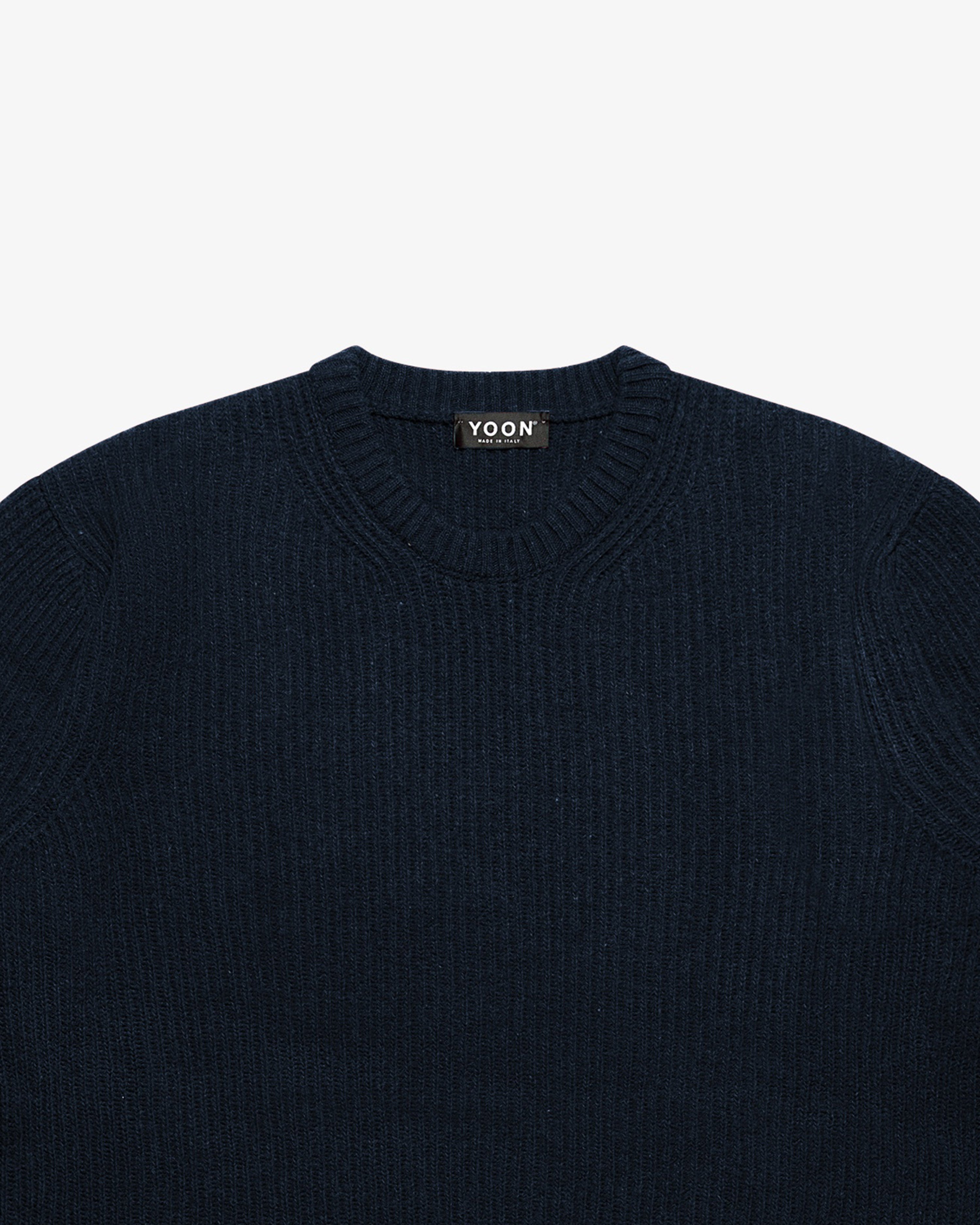Maglione girocollo a costa inglese blu