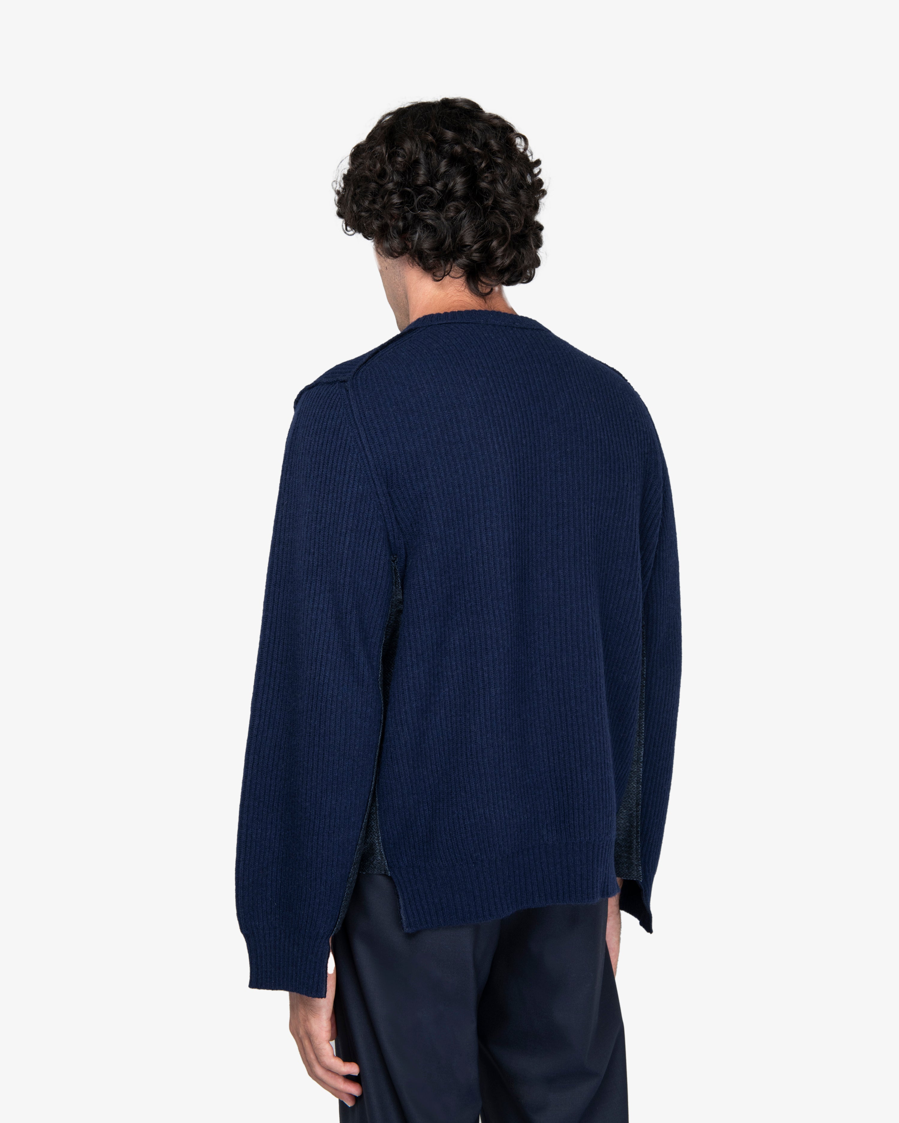 Blue English Rib Crewneck Sweater
