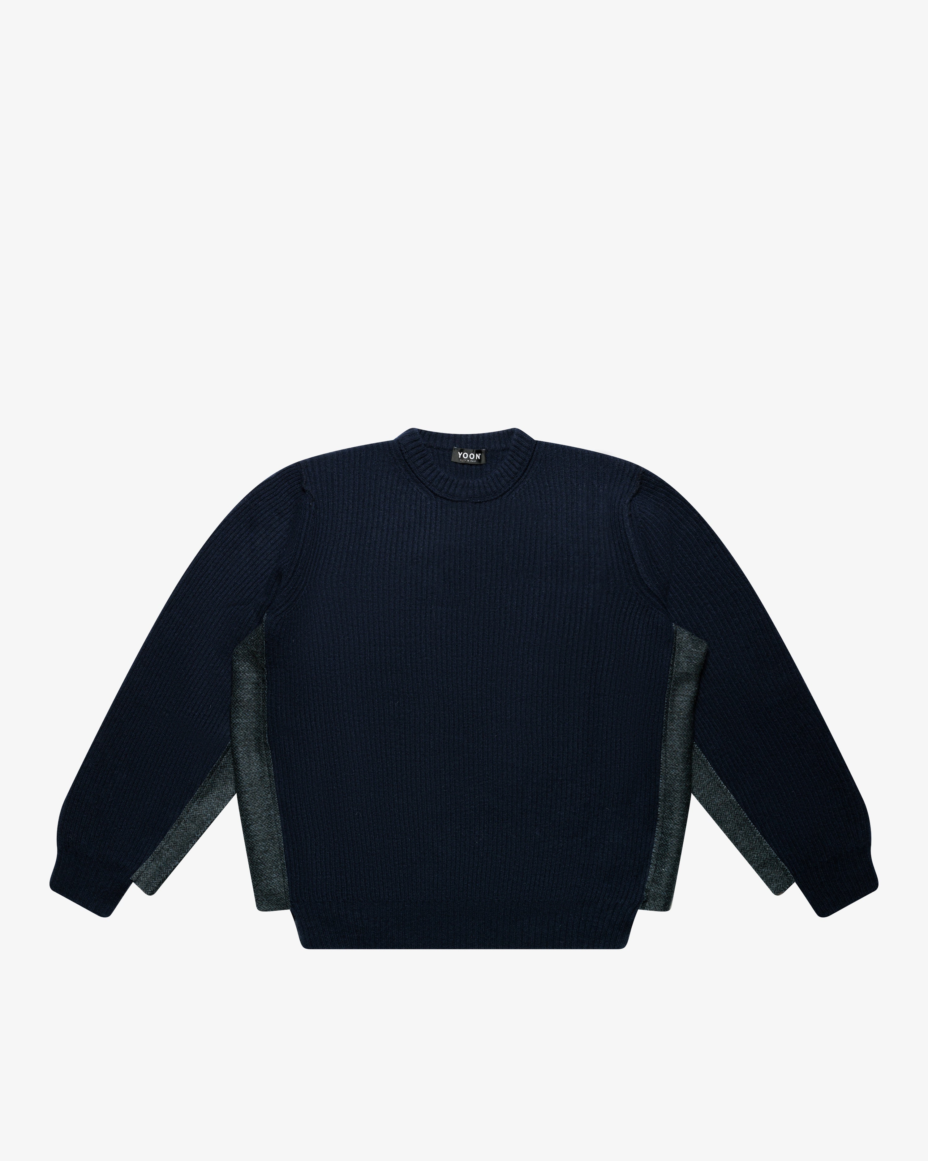 Blue English Rib Crewneck Sweater