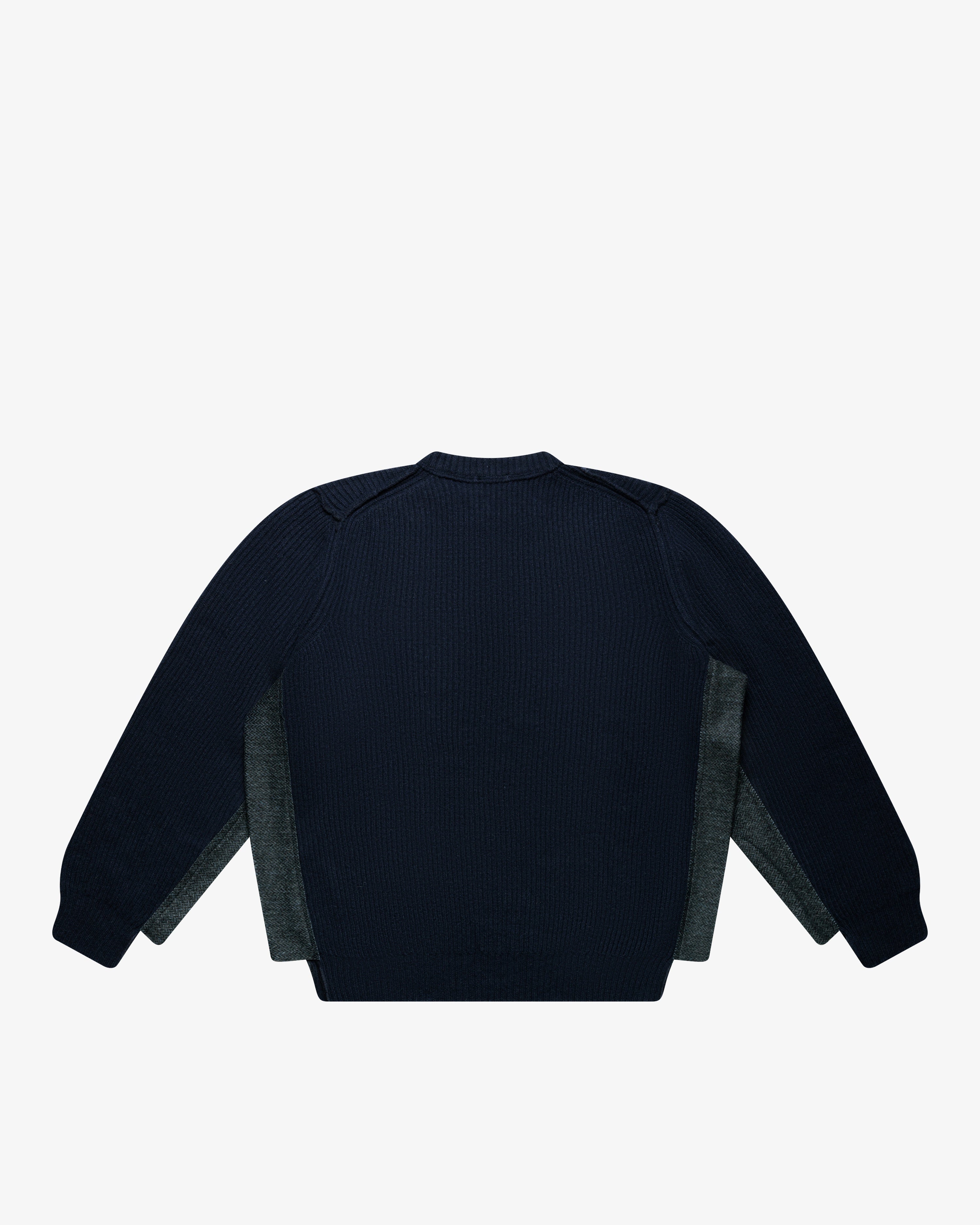 Blue English Rib Crewneck Sweater