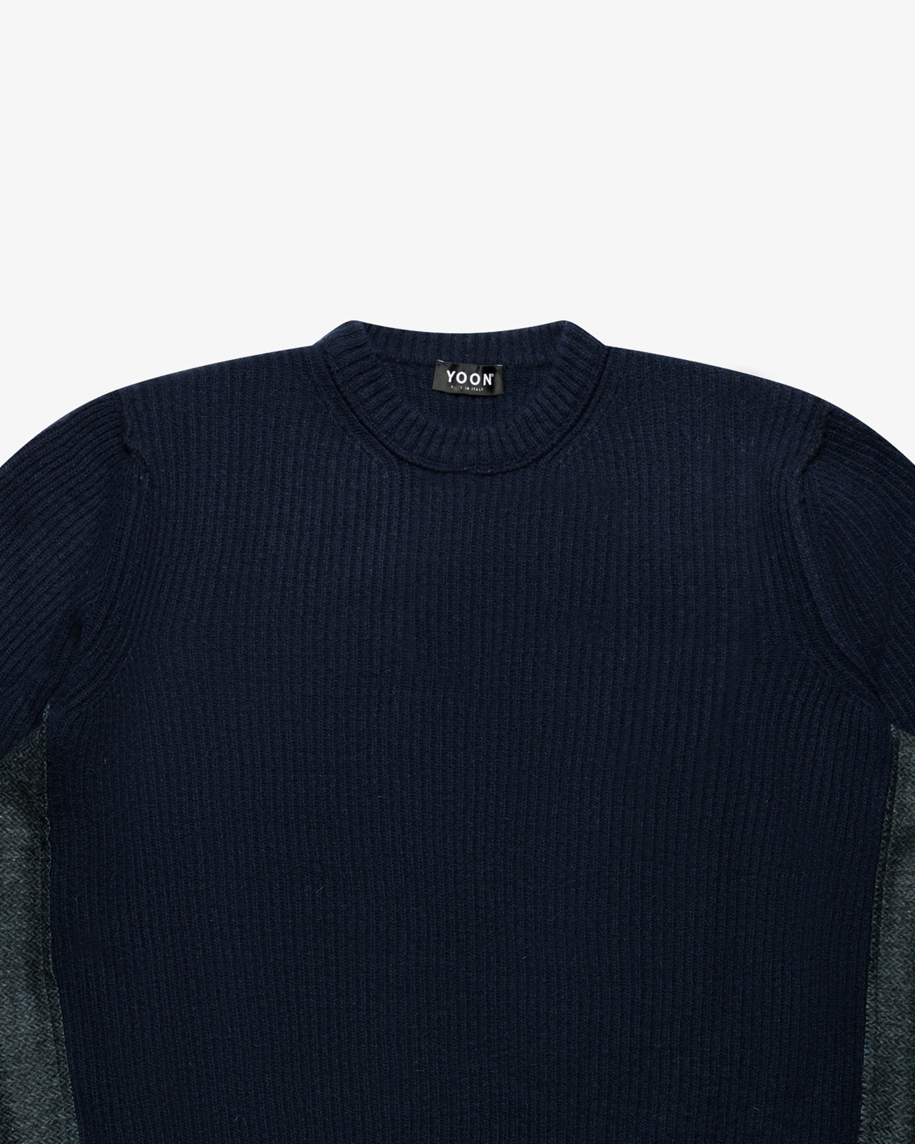 Blue English Rib Crewneck Sweater