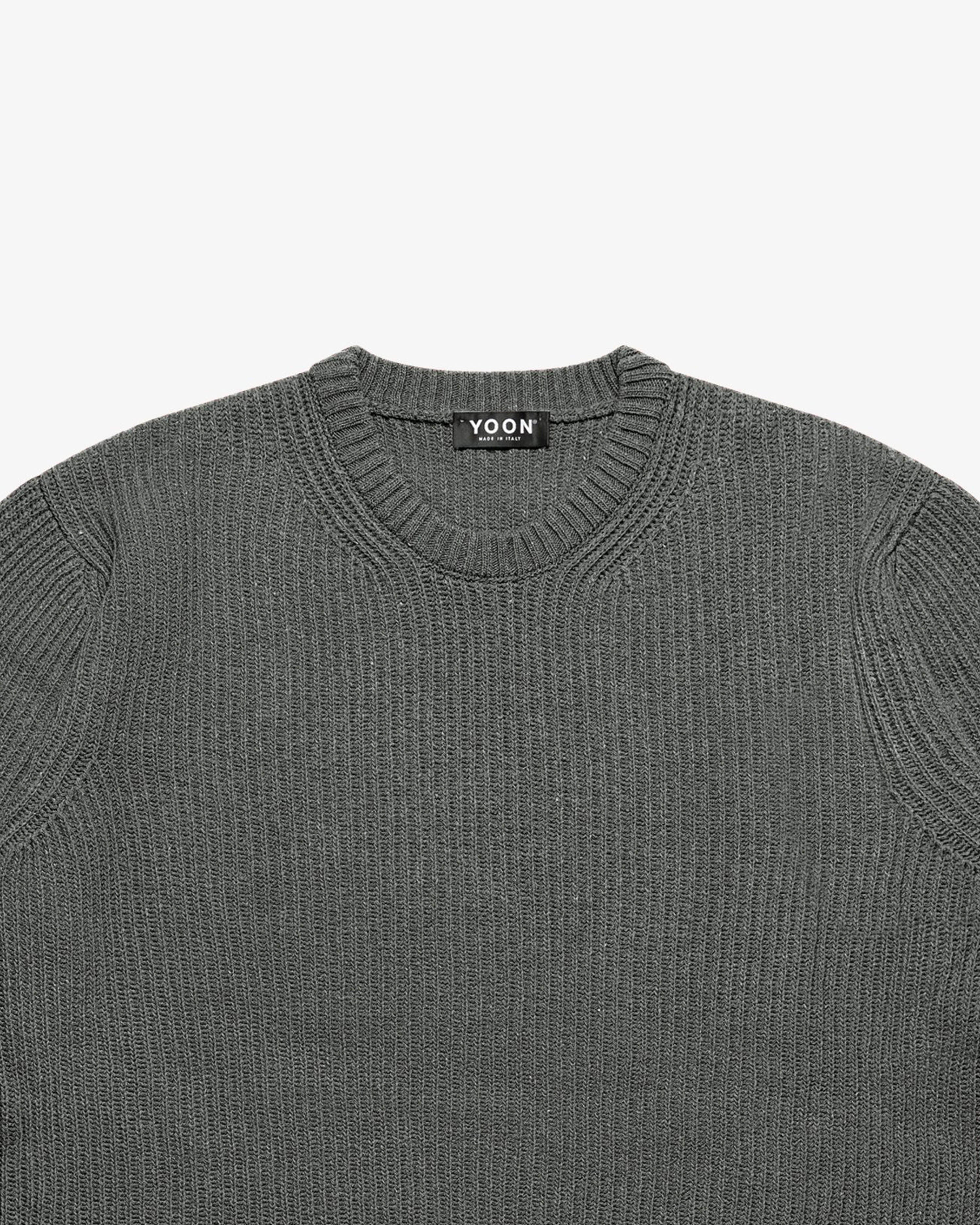 Maglione girocollo a costa inglese grigio