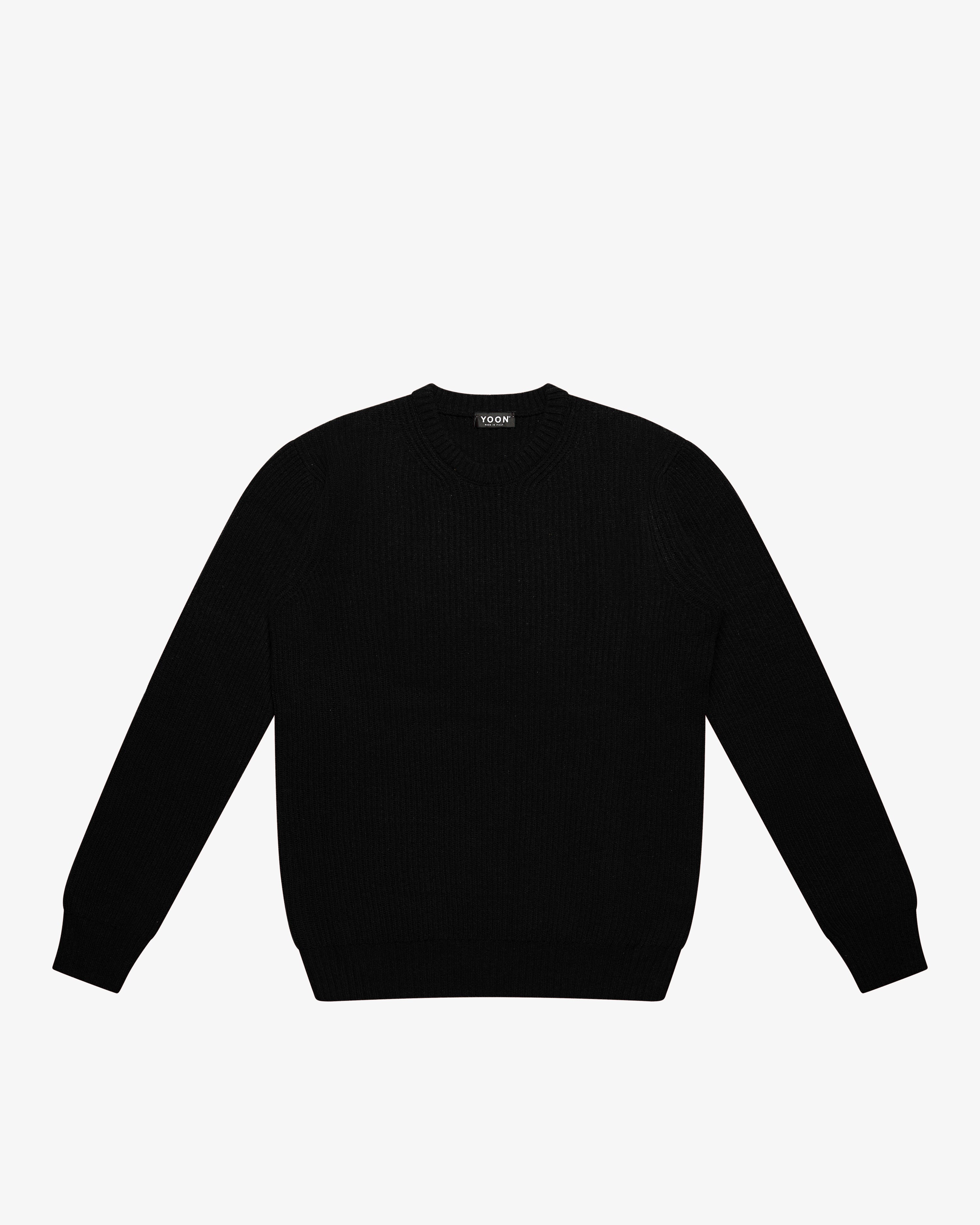 Maglione girocollo a costa inglese nero