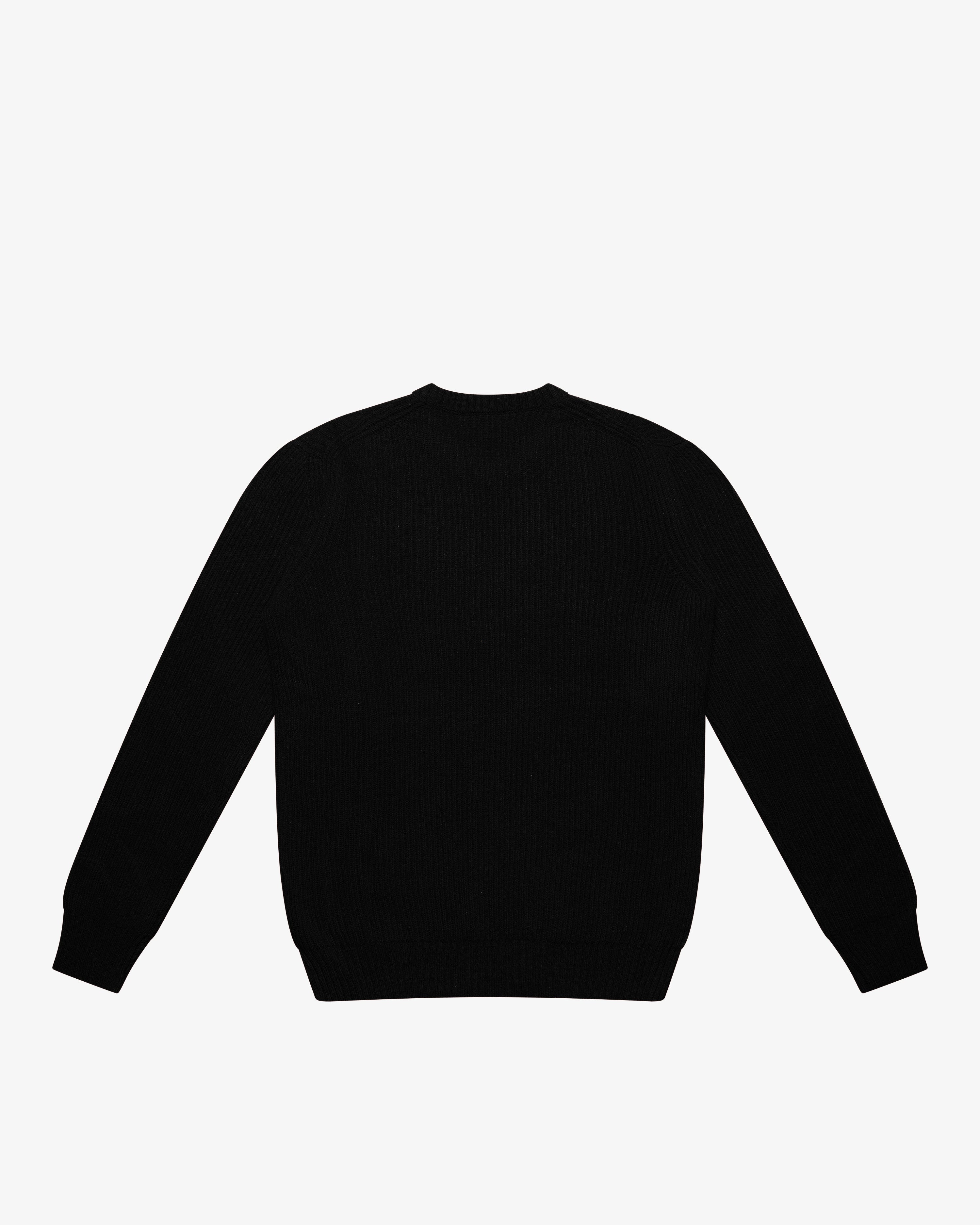 Maglione girocollo a costa inglese nero