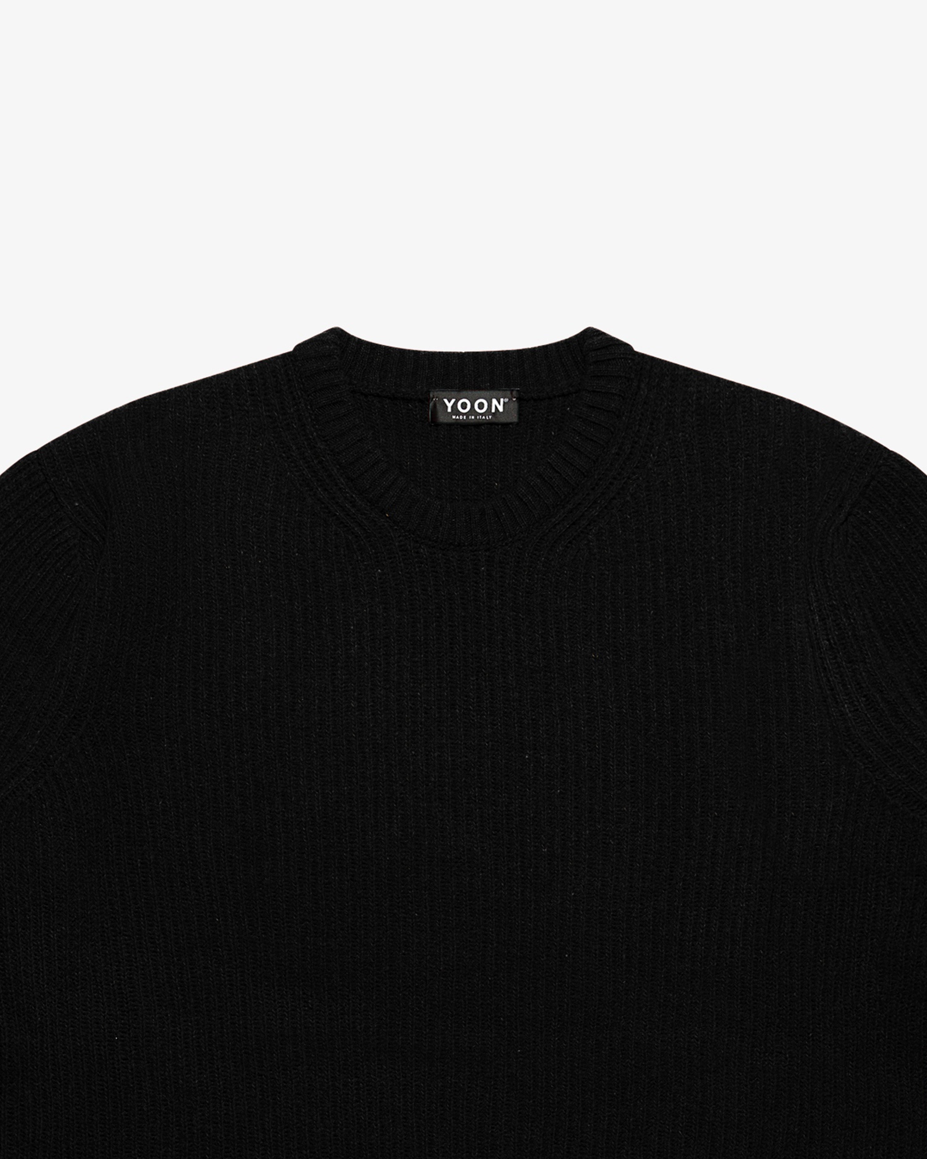 Maglione girocollo a costa inglese nero