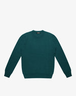 Maglione girocollo a costa inglese petrolio