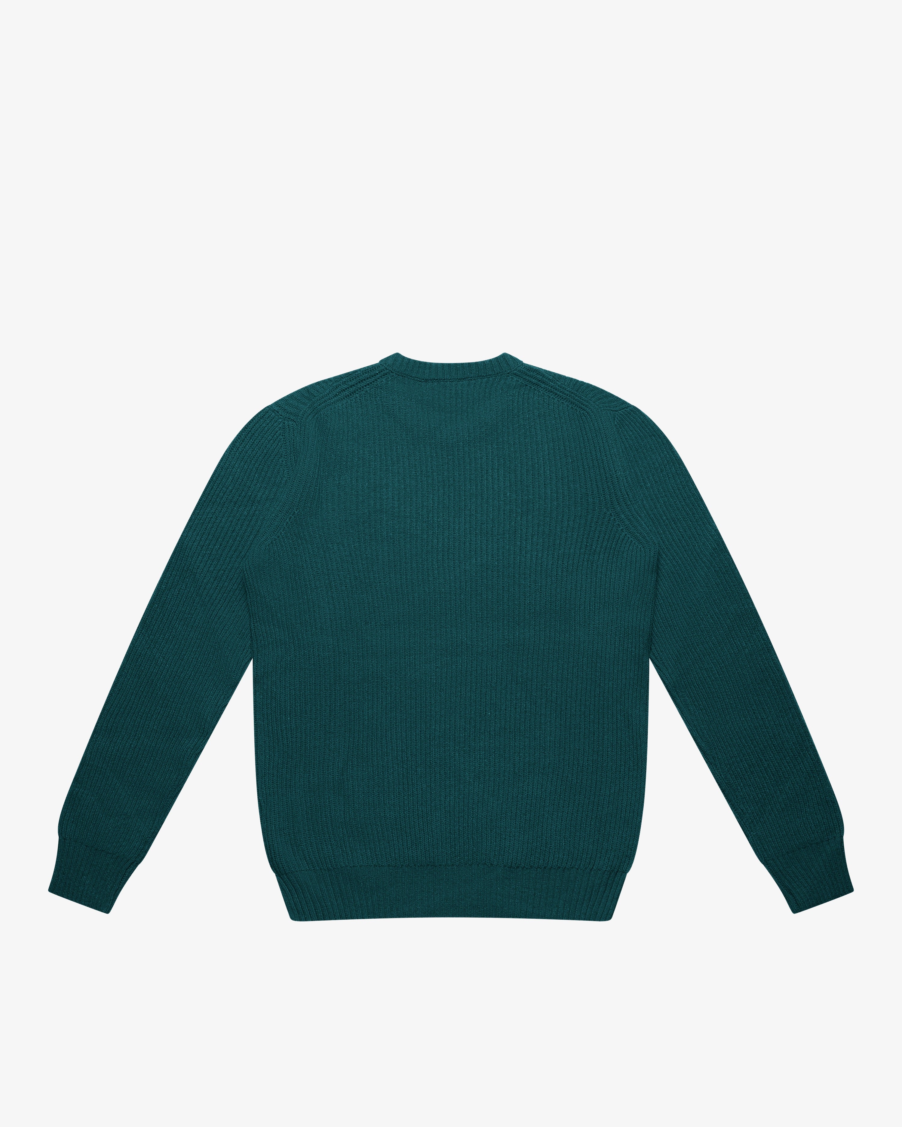 Maglione girocollo a costa inglese petrolio