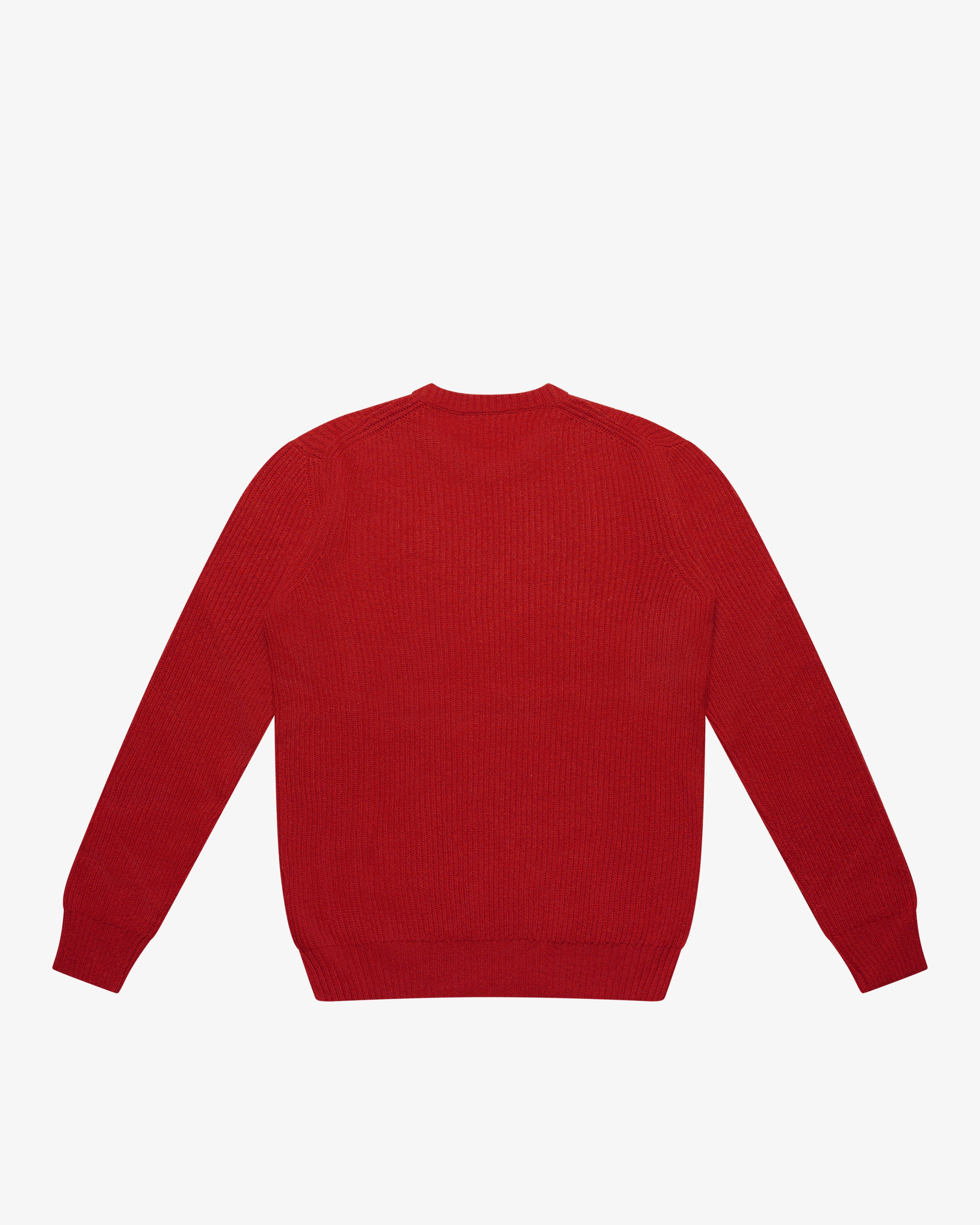 Maglione girocollo a costa inglese rosso ferrari