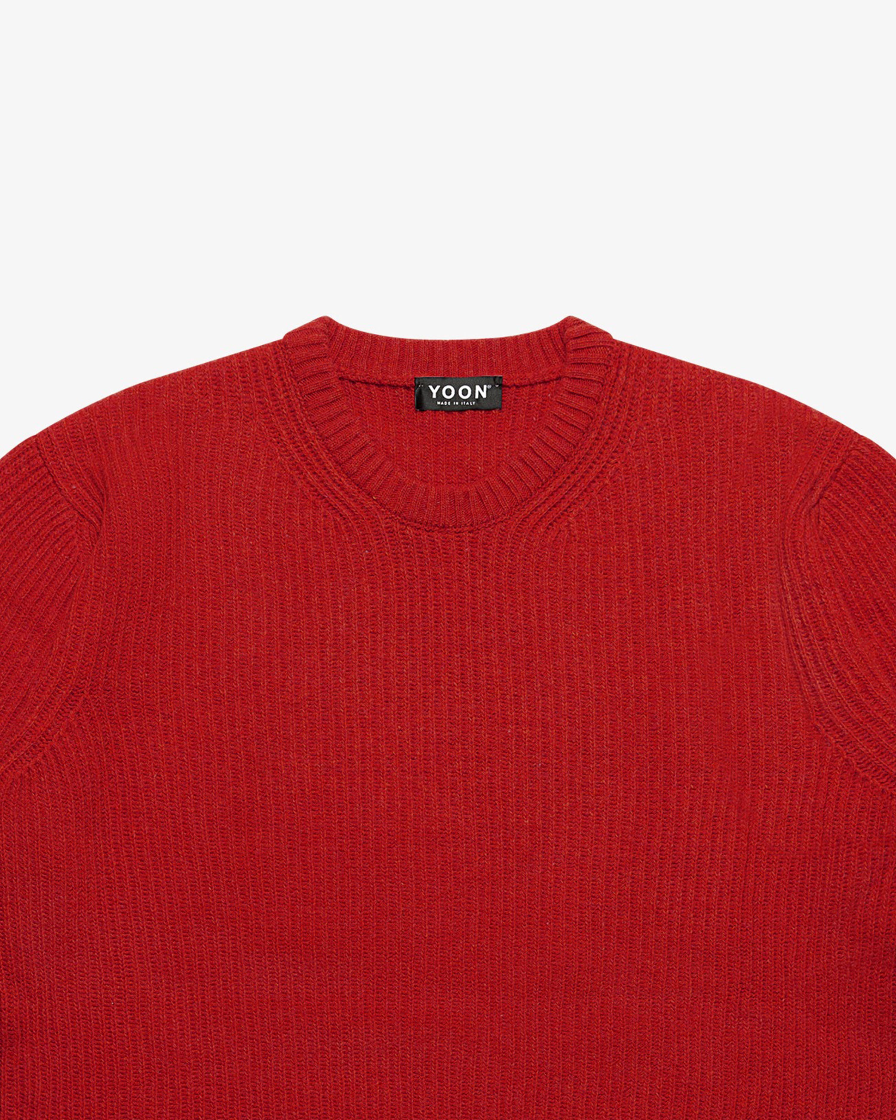 Maglione girocollo a costa inglese rosso ferrari
