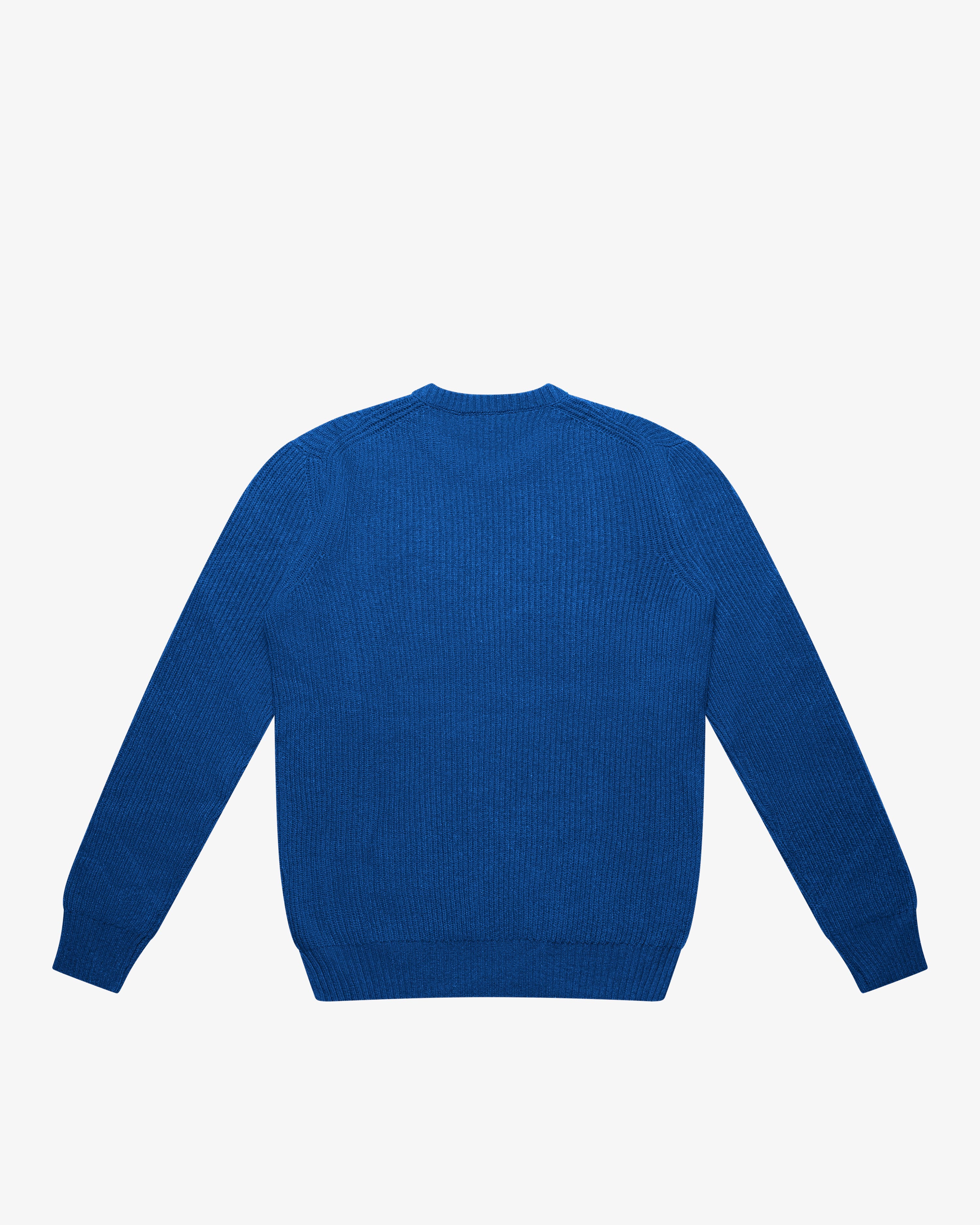 Maglione girocollo a costa inglese royal blu
