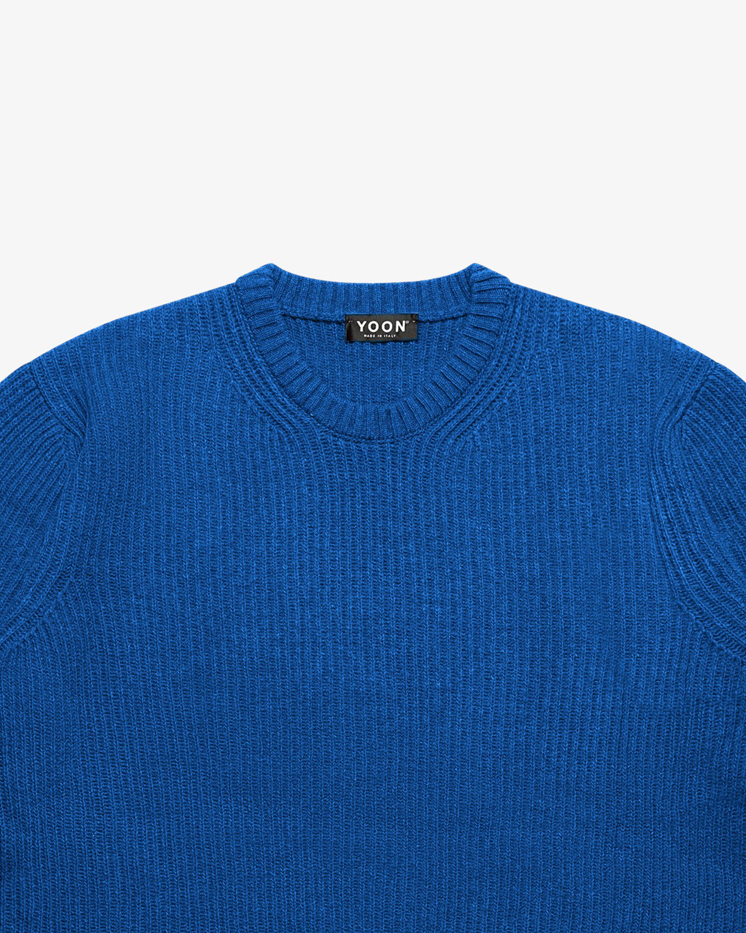 Maglione girocollo a costa inglese royal blu