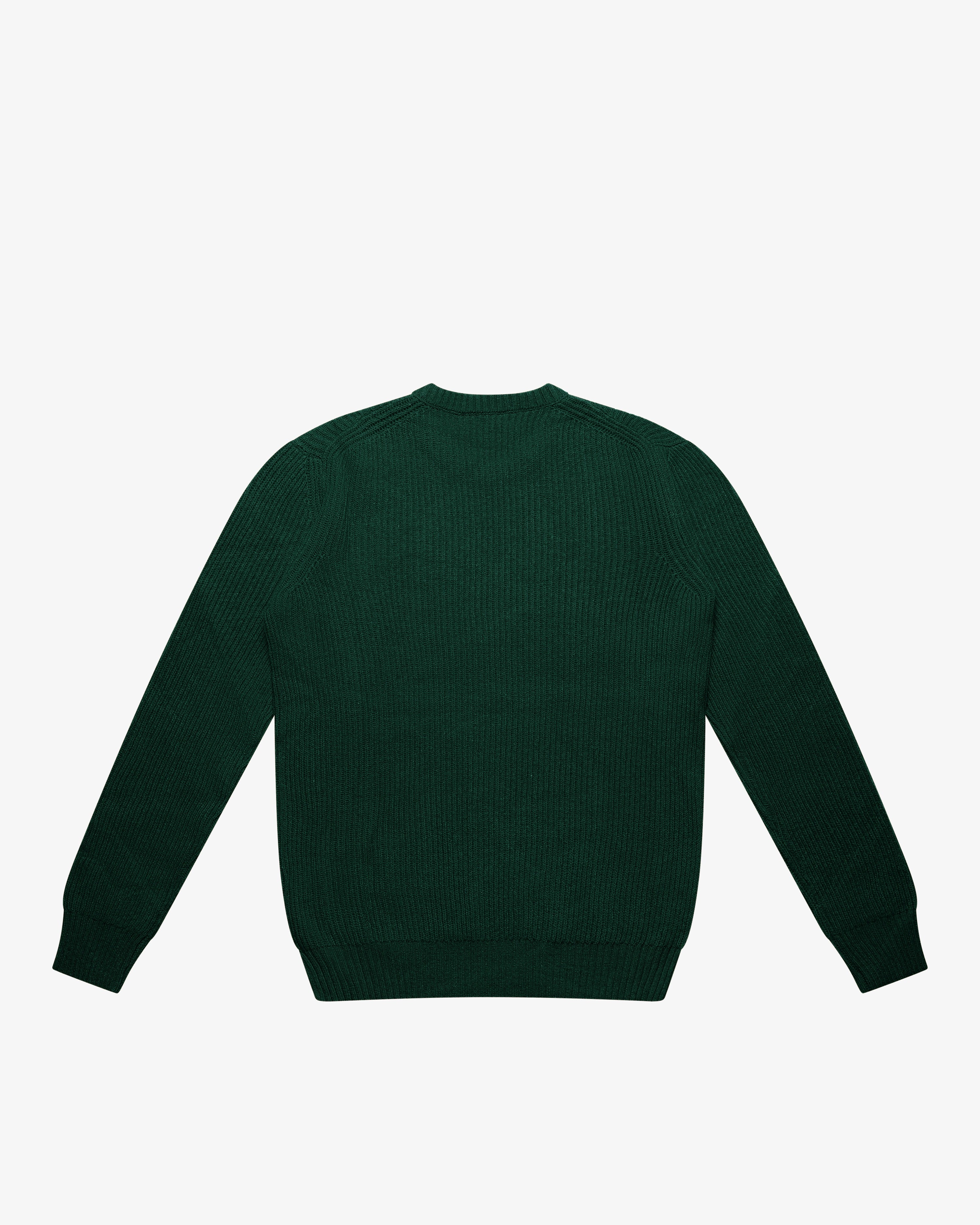 Maglione girocollo a costa inglese verde bosco