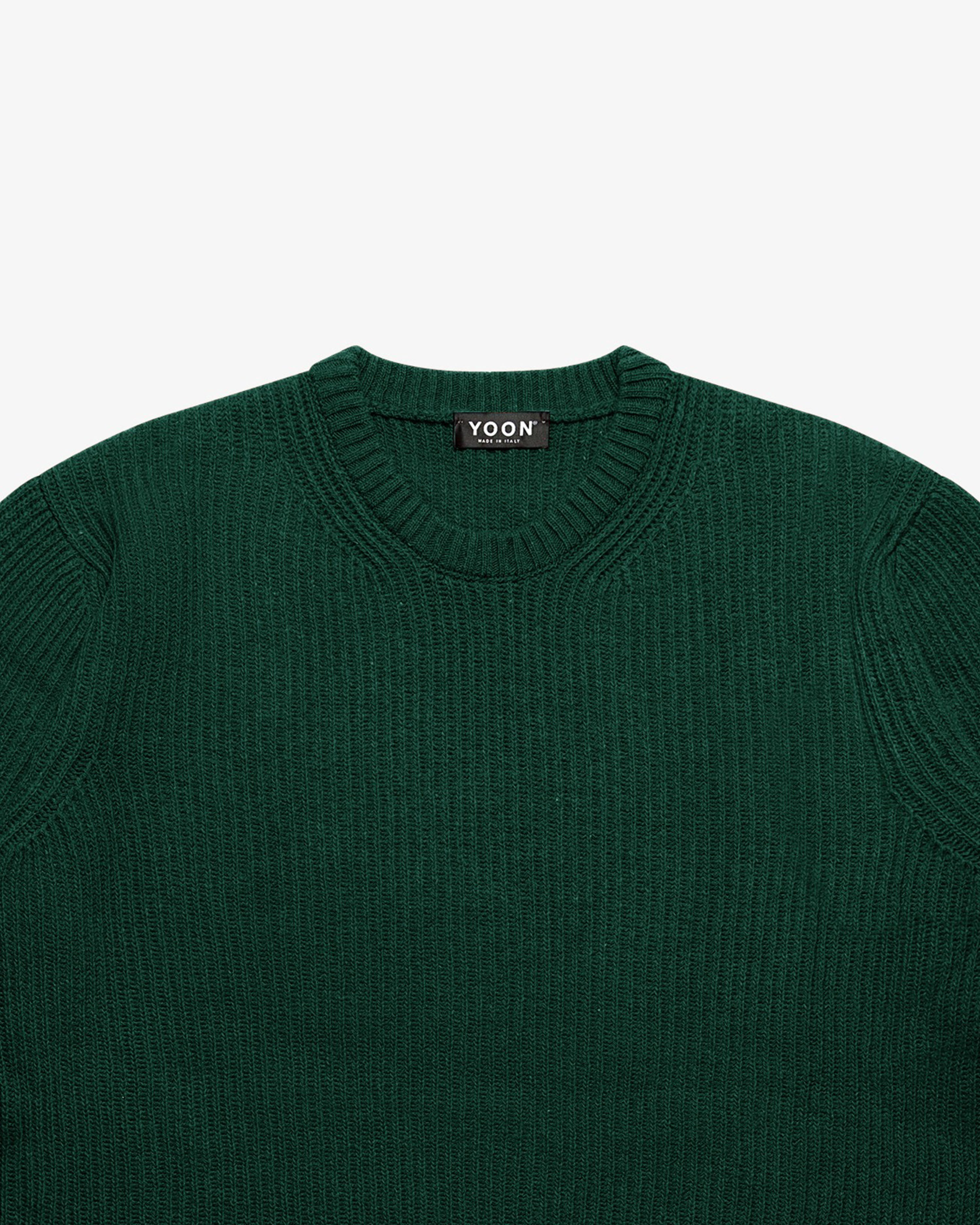 Maglione girocollo a costa inglese verde bosco