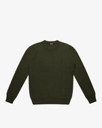 Maglione girocollo a costa inglese verde militare