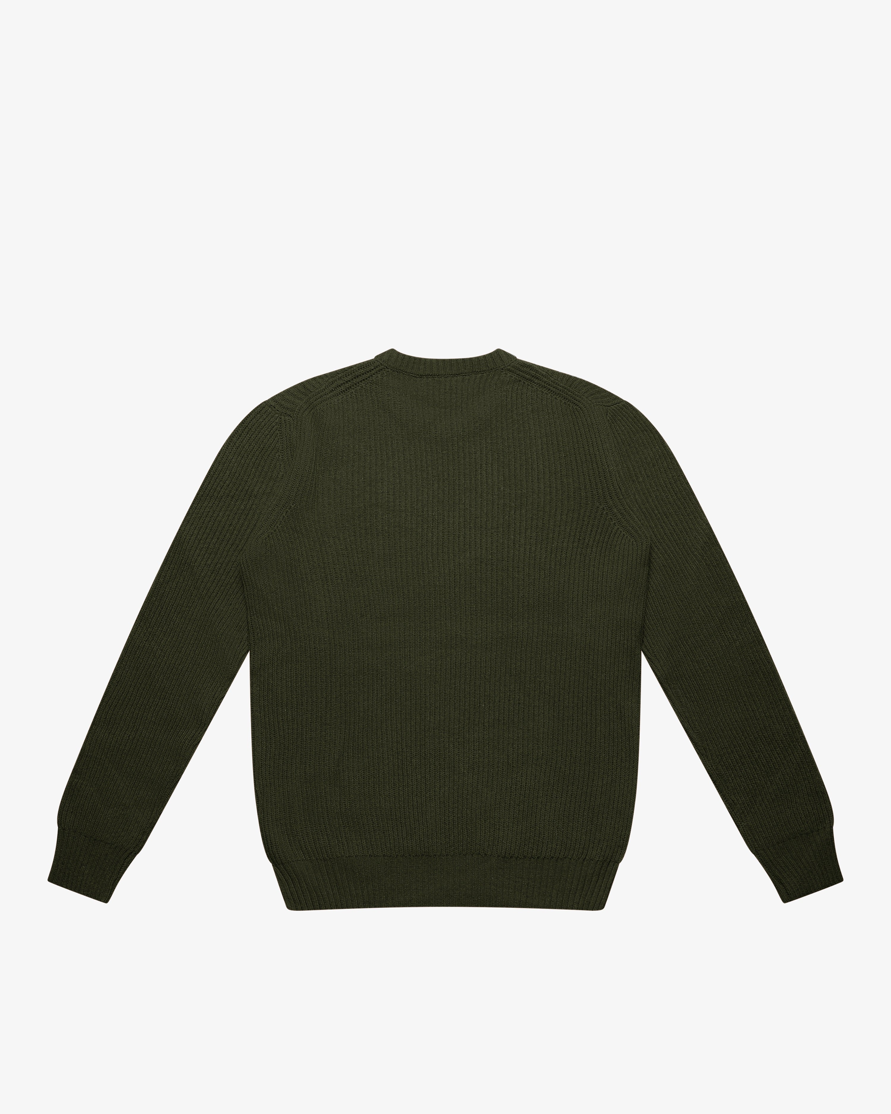Maglione girocollo a costa inglese verde militare