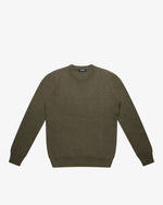 Maglione girocollo a costa inglese verde militare melange