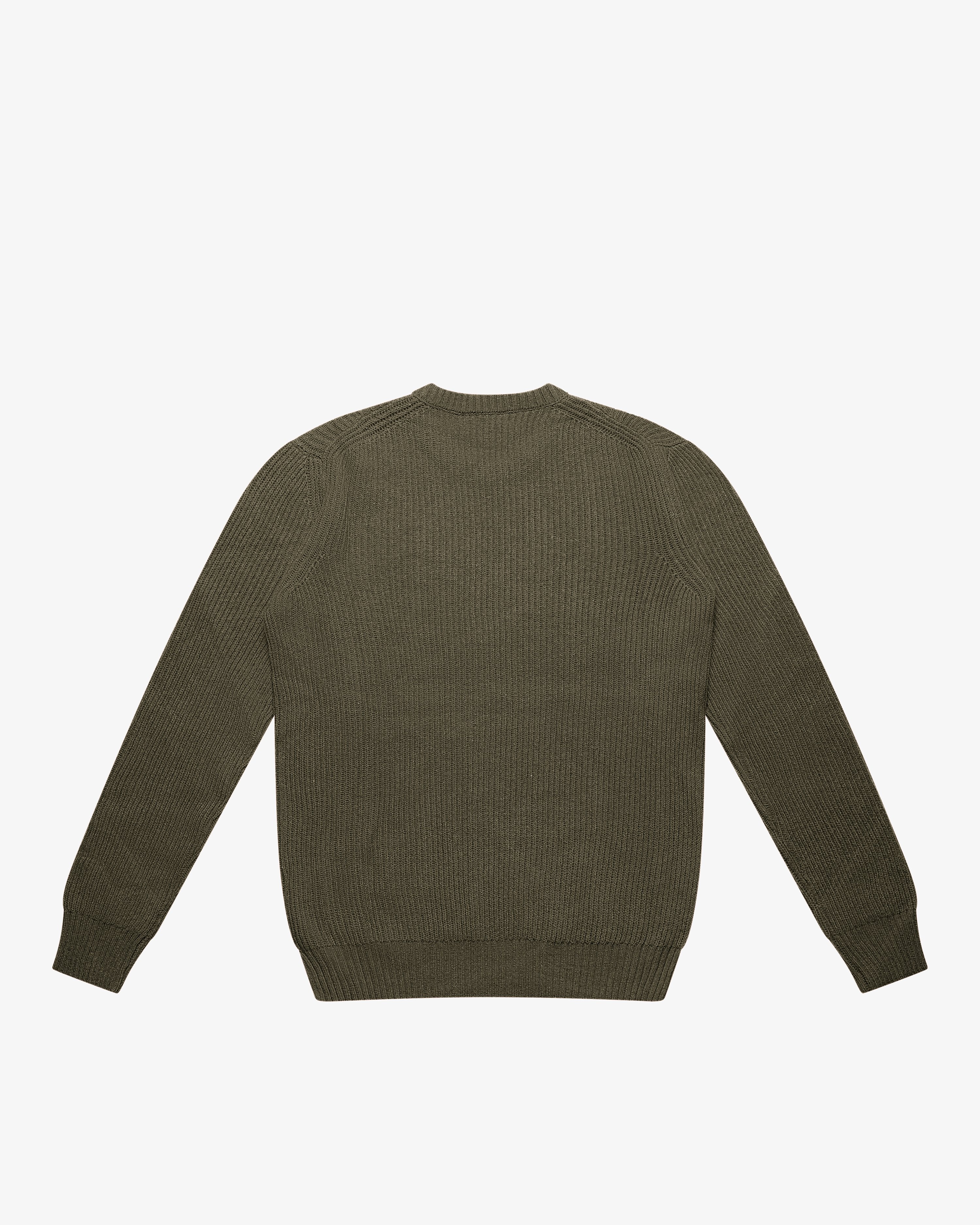 Maglione girocollo a costa inglese verde militare melange