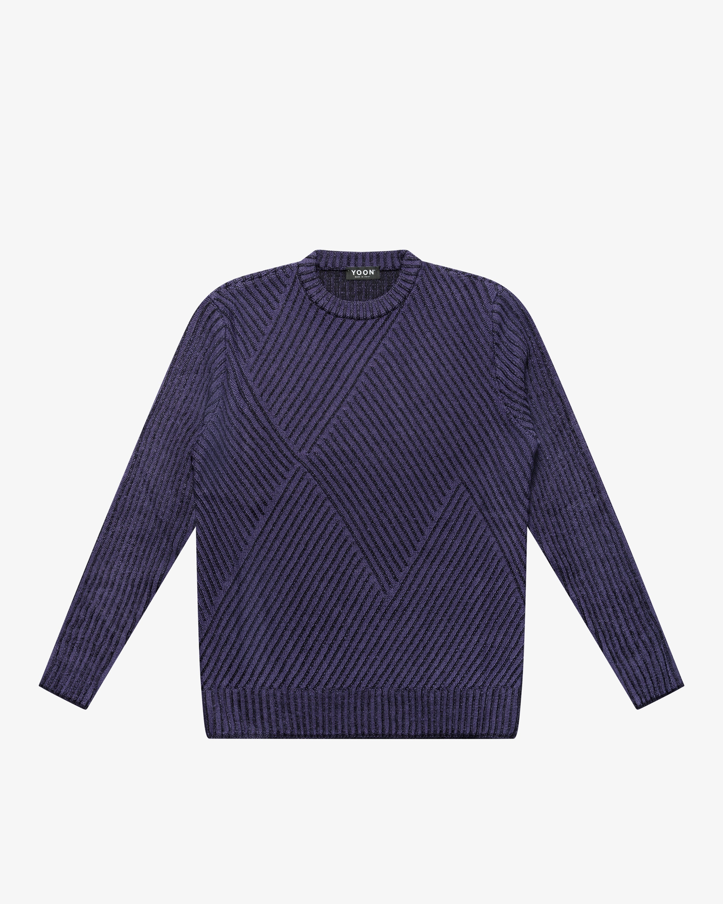 Maglione girocollo a coste vanisè blu-viola