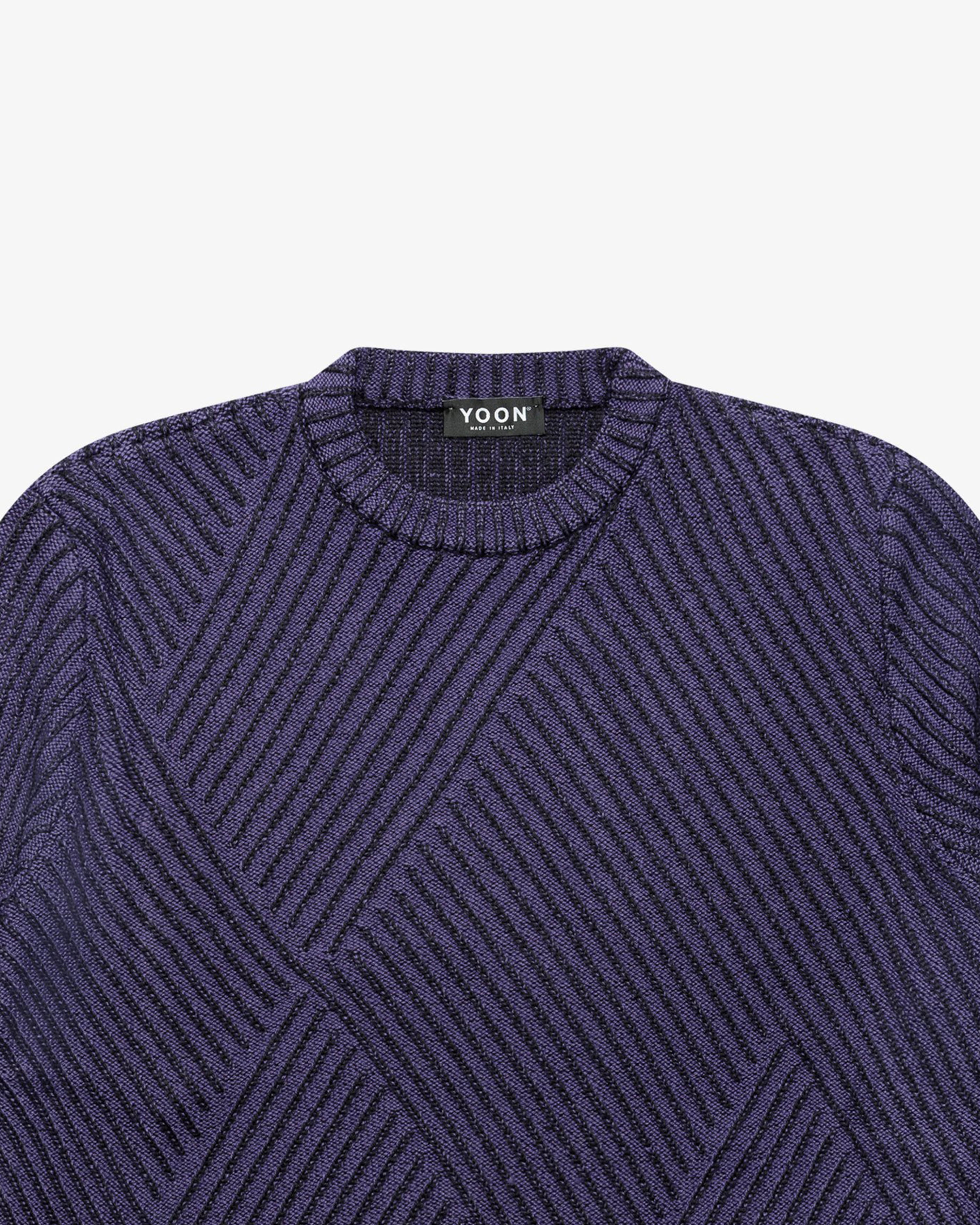 Maglione girocollo a coste vanisè blu-viola
