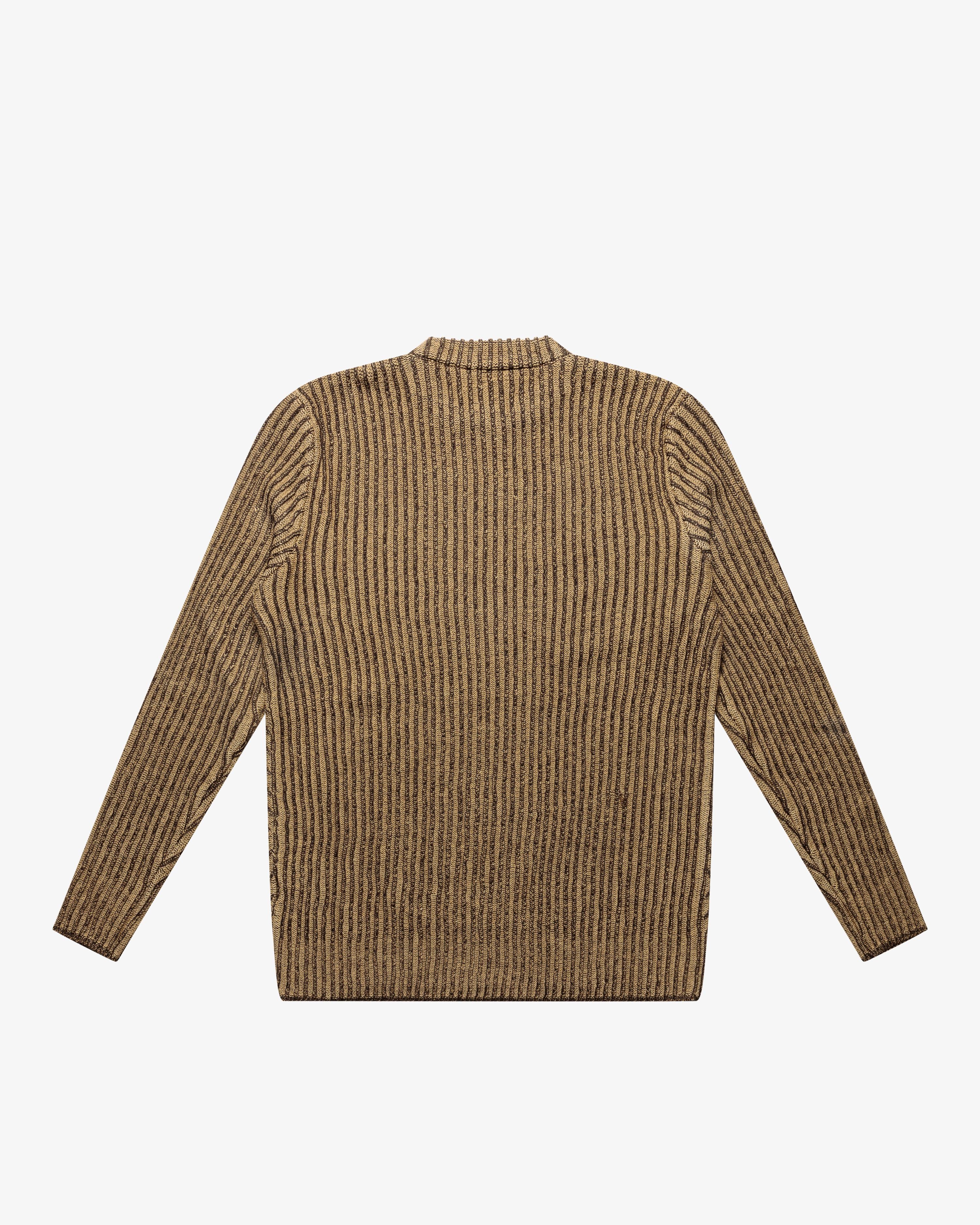 Maglione girocollo a coste vanisè cammello-marrone