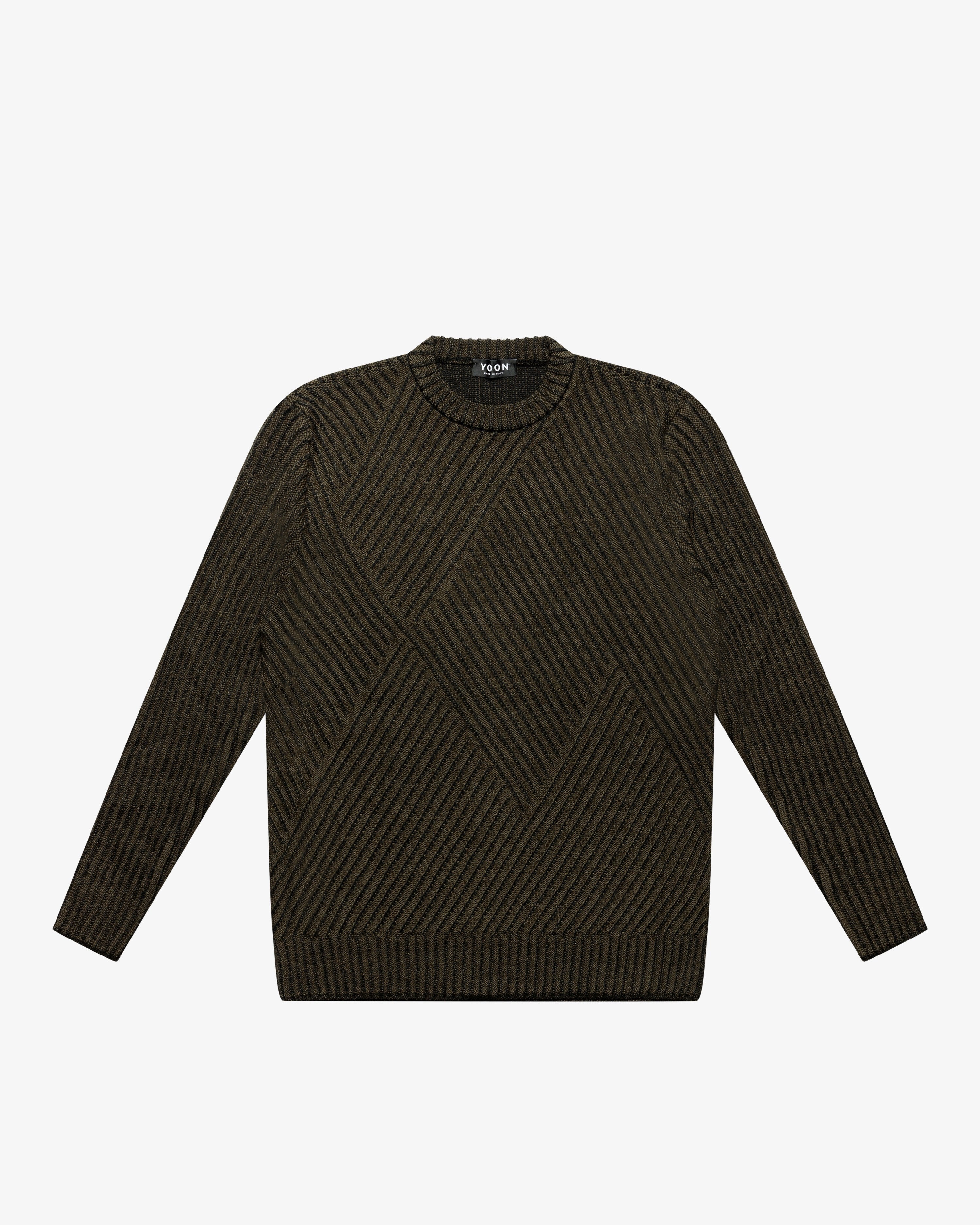 Maglione girocollo a coste vanisè nero-verde