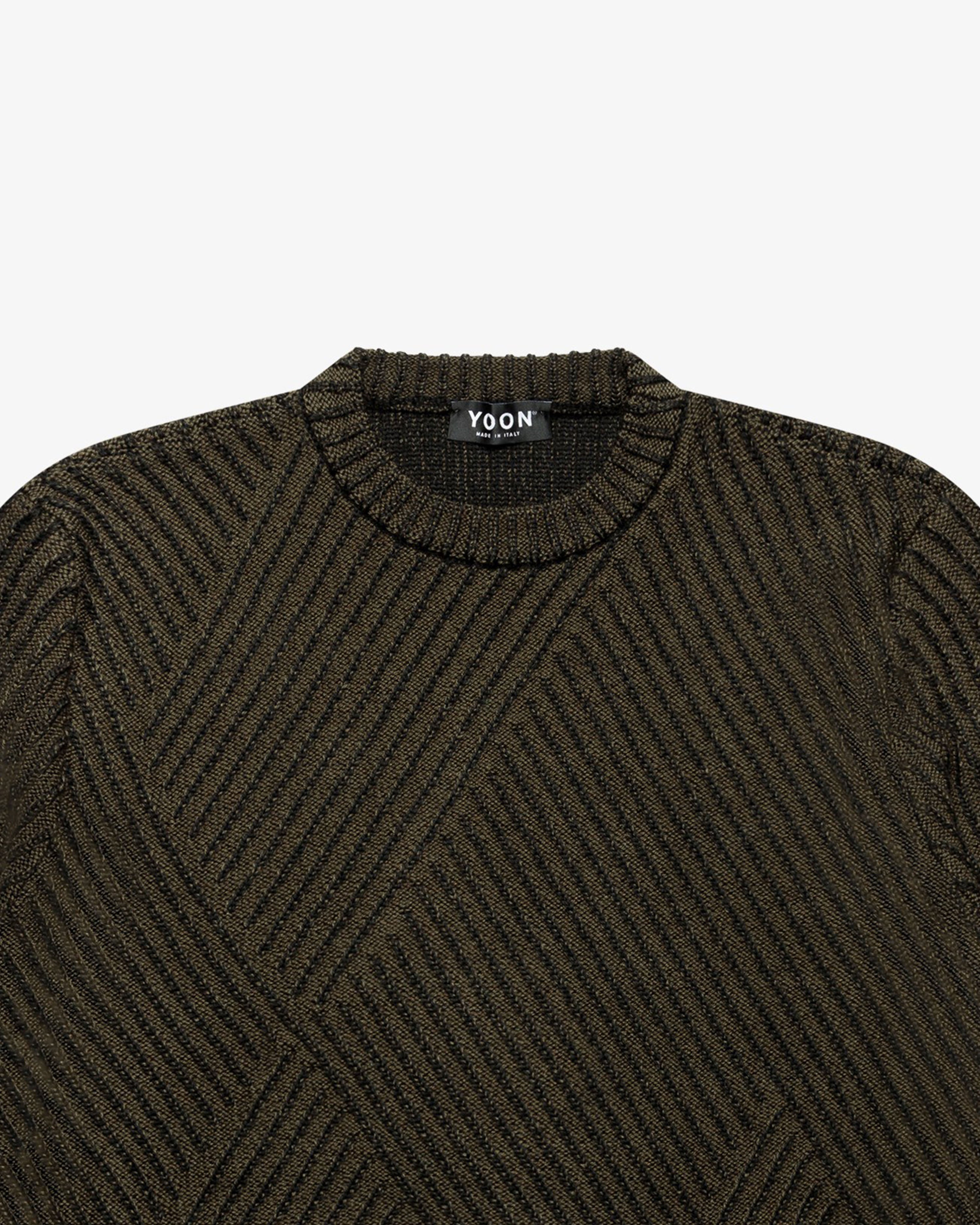Maglione girocollo a coste vanisè nero-verde