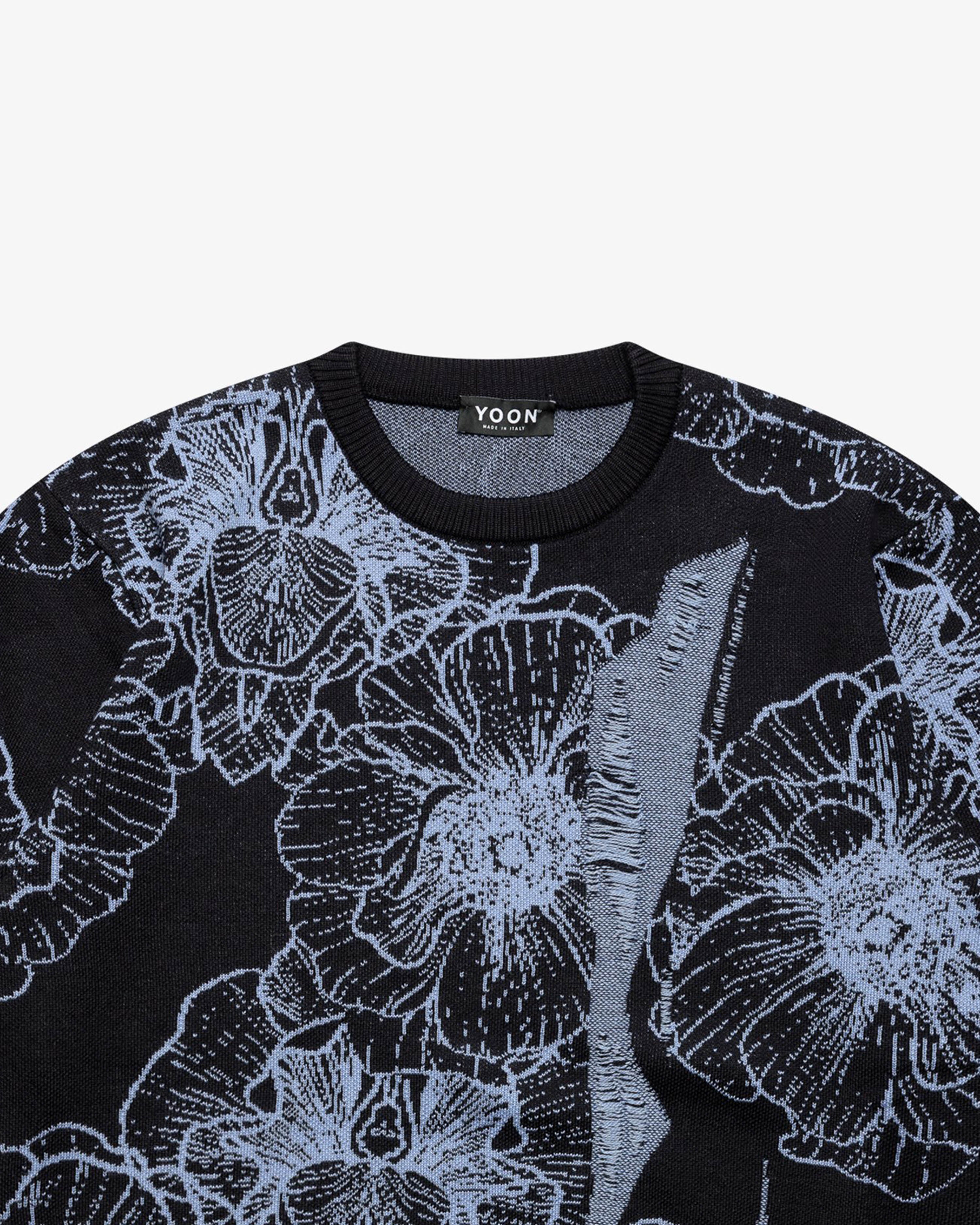 Blue Floral Crewneck Sweater