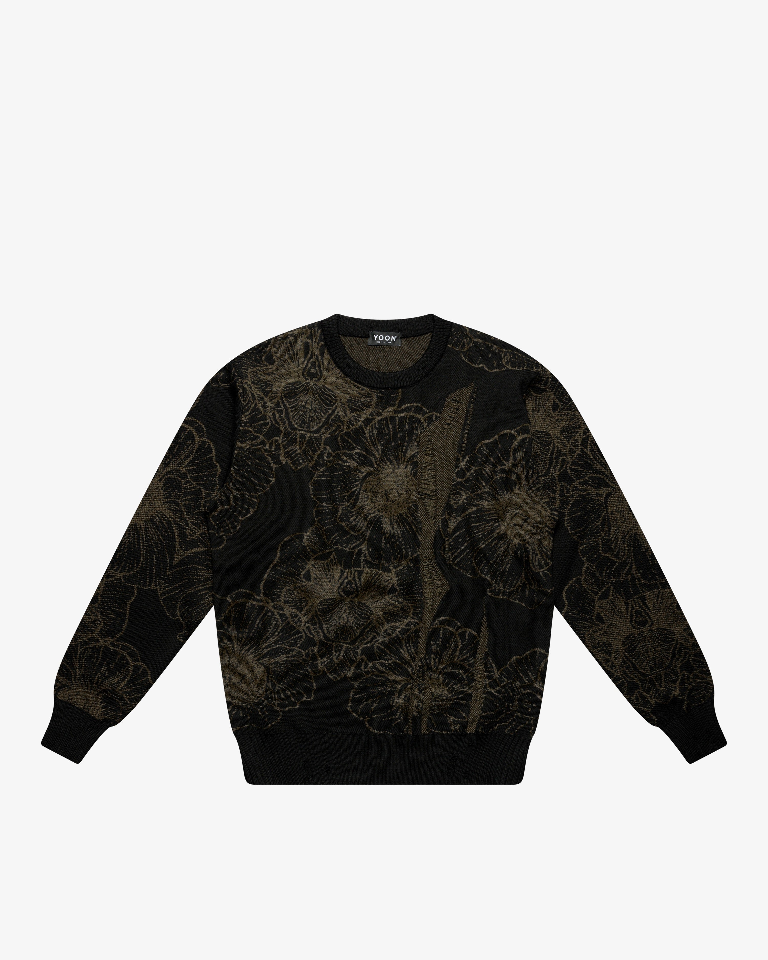 Black Floral Crewneck Sweater