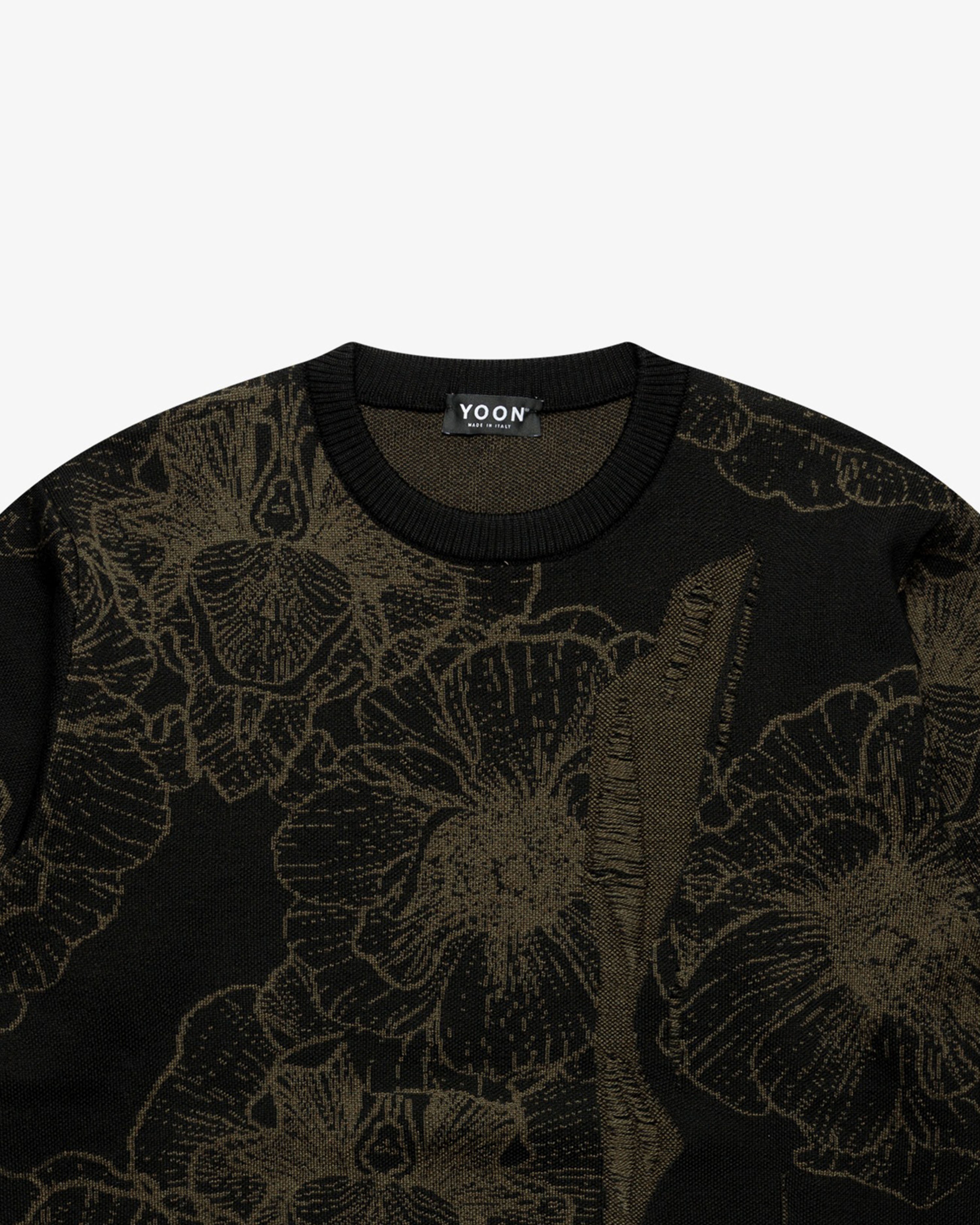 Black Floral Crewneck Sweater