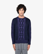 Blue Cable Knit Crewneck Sweater