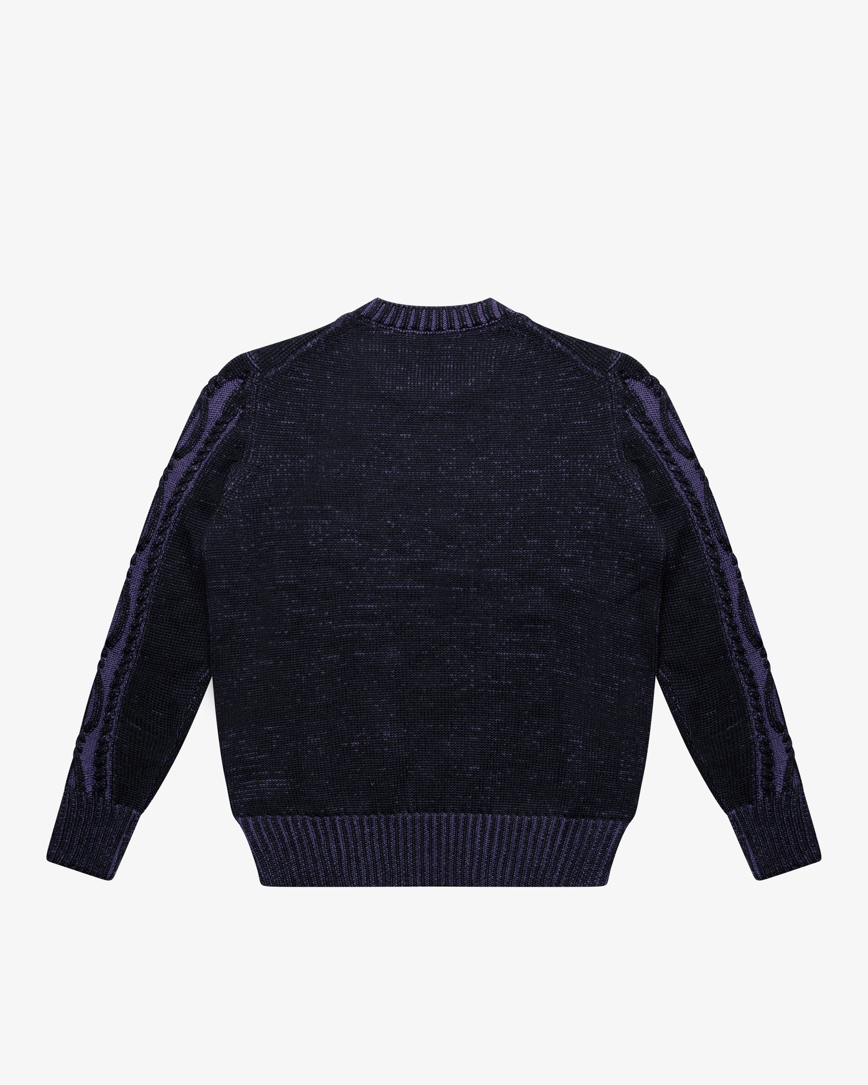 Blue Cable Knit Crewneck Sweater