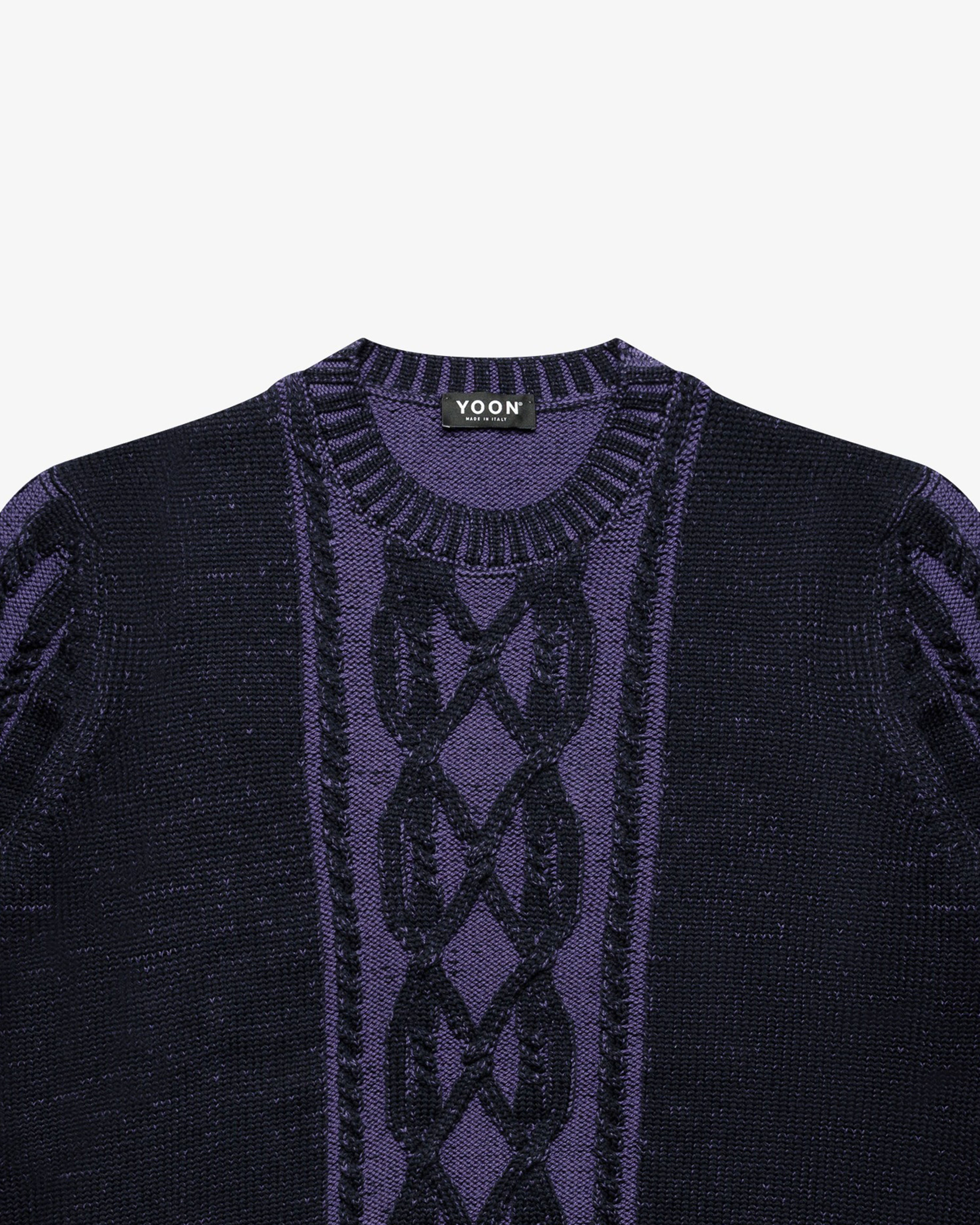 Blue Cable Knit Crewneck Sweater
