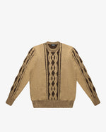 Camel Cable Knit Crewneck Sweater